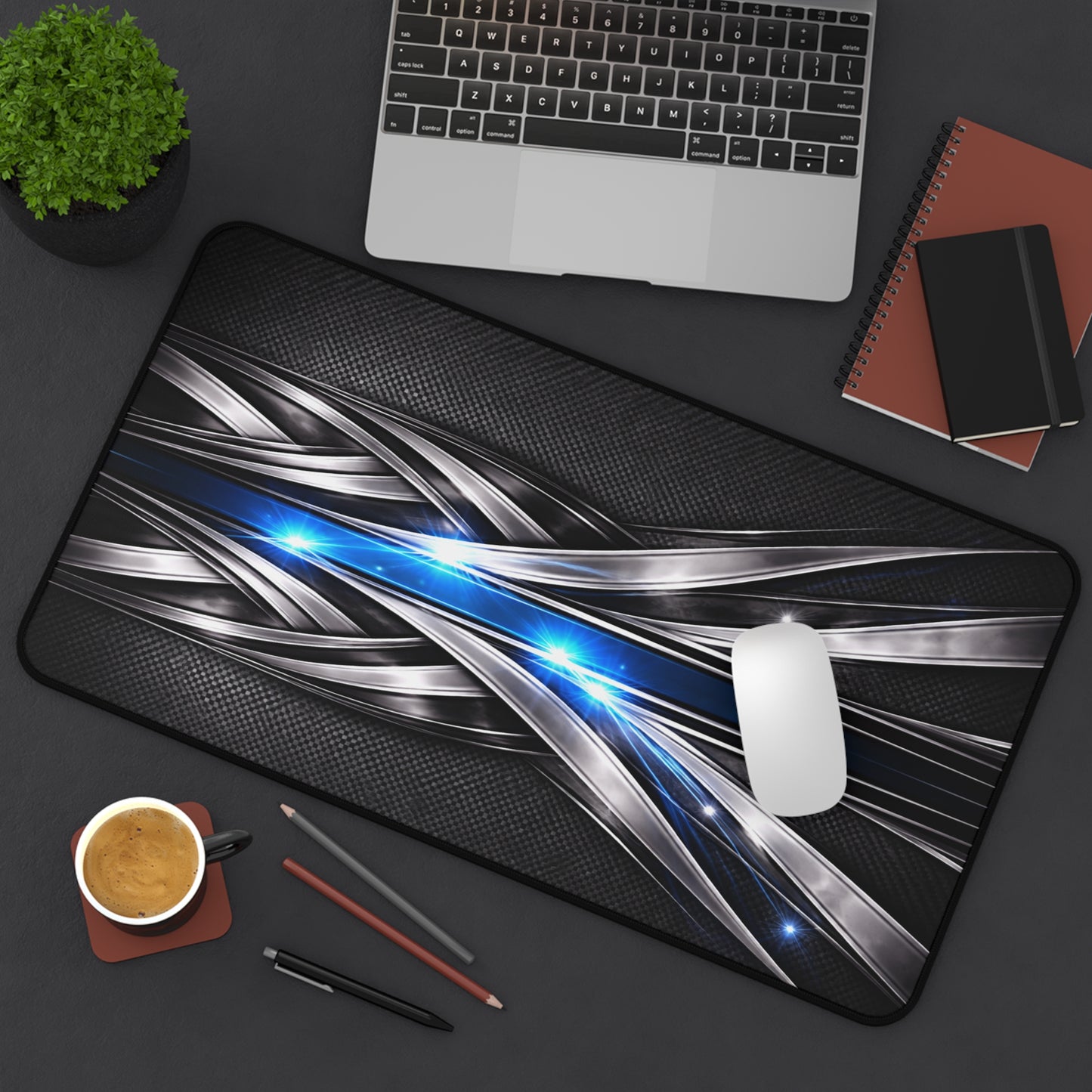 Futuristic Blue Light Abstract Desk Mat | Tech Gaming Surface