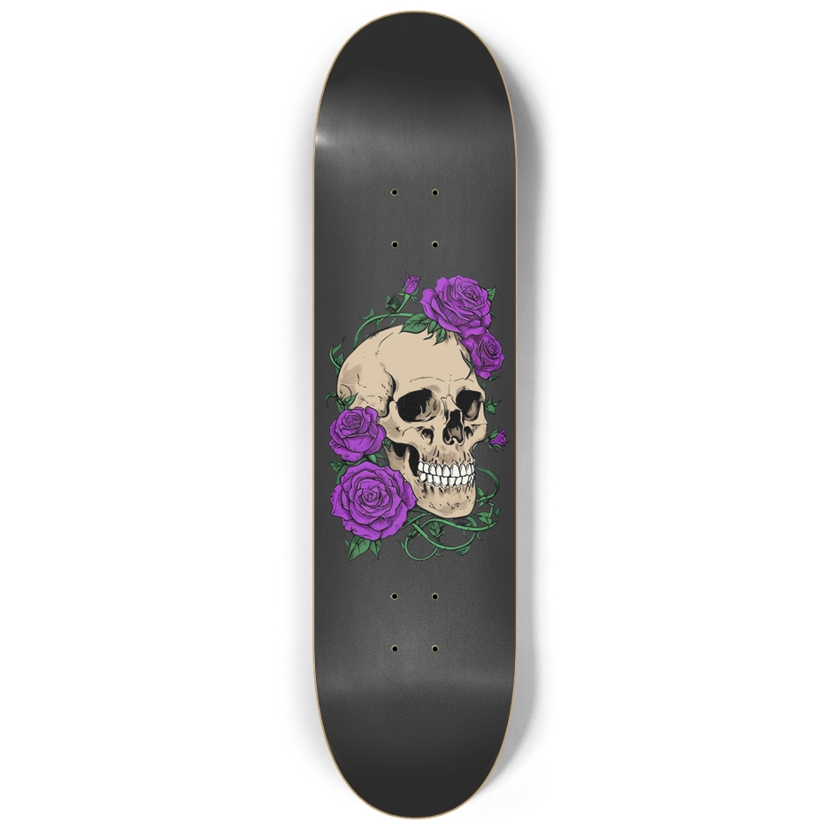 Skull and Rose Skateboard Deck