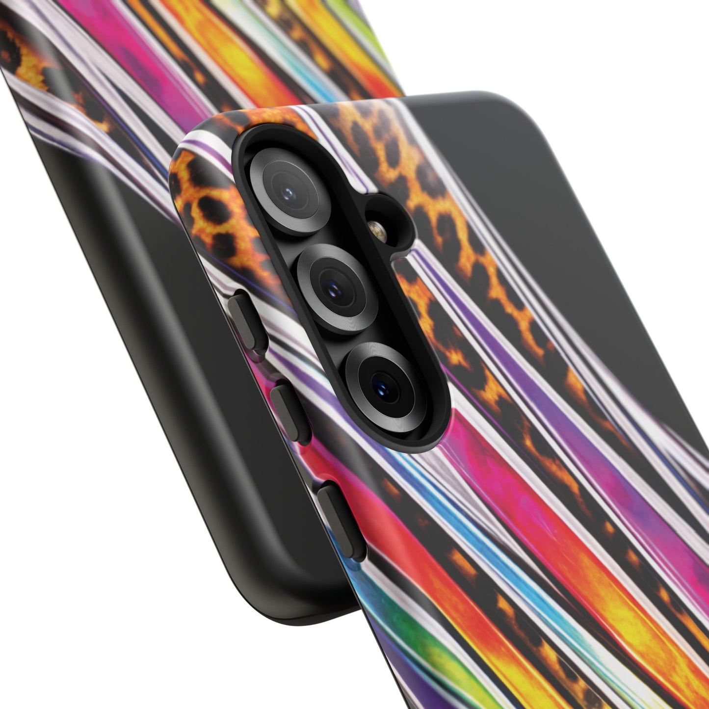 Colorful Stripes & Leopard Print Phone Case