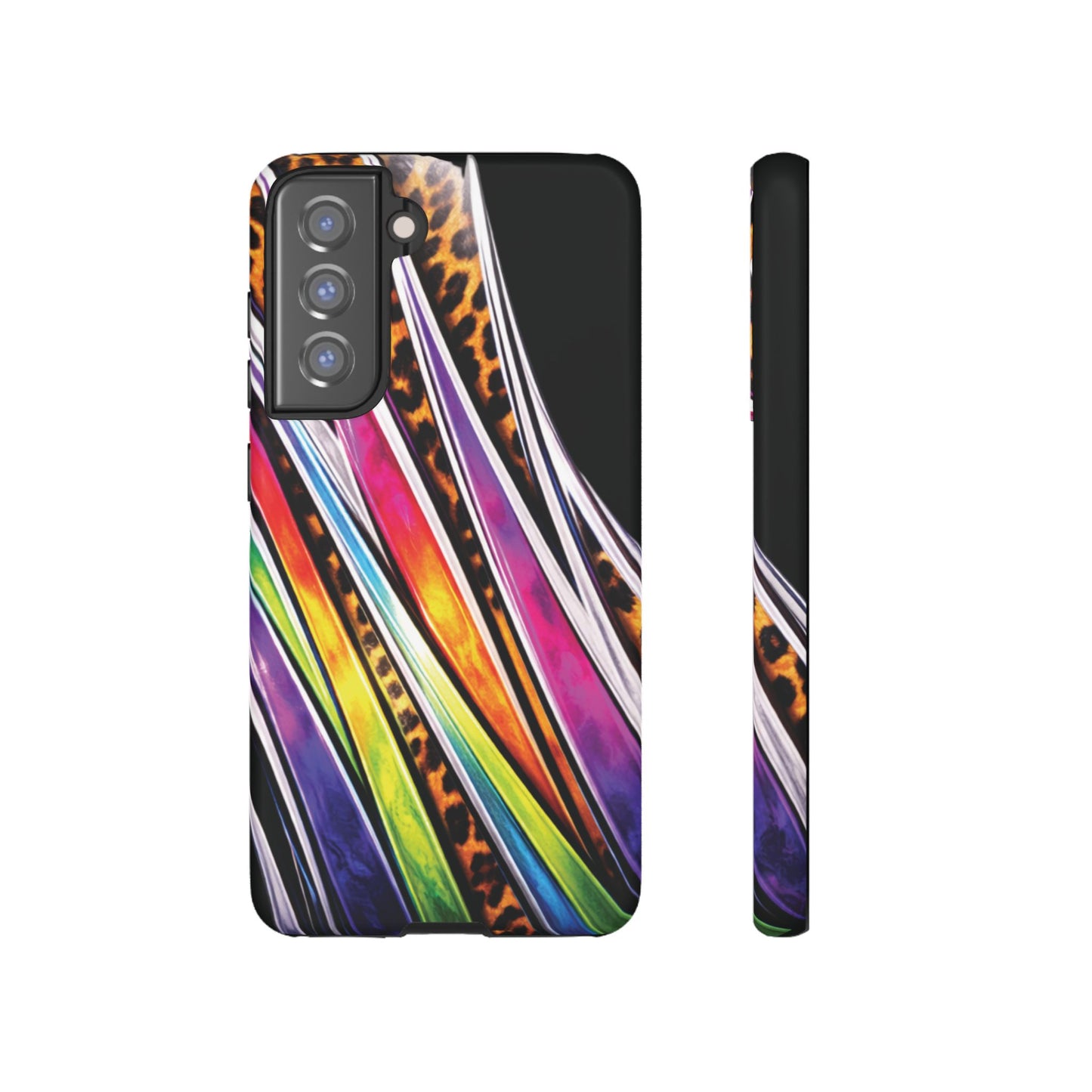 Colorful Stripes & Leopard Print Phone Case