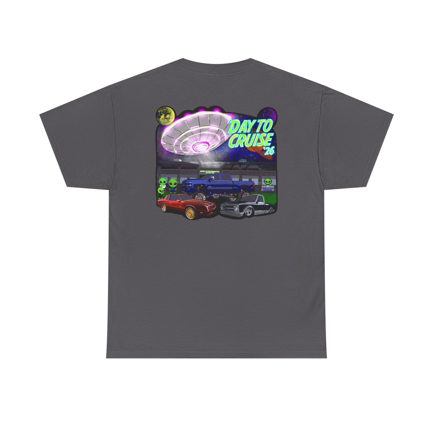 Day To Cruise Car Show Shirt Official Event Tee Retro UFO Cruise Night Automotive Streetwear