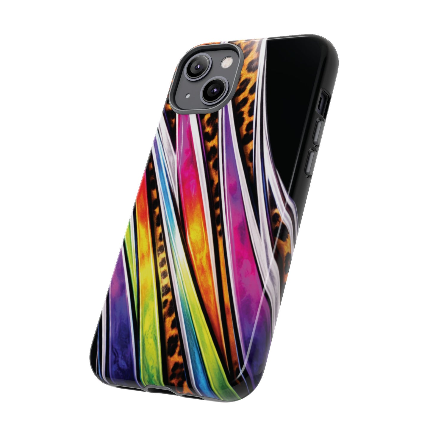 Colorful Stripes & Leopard Print Phone Case