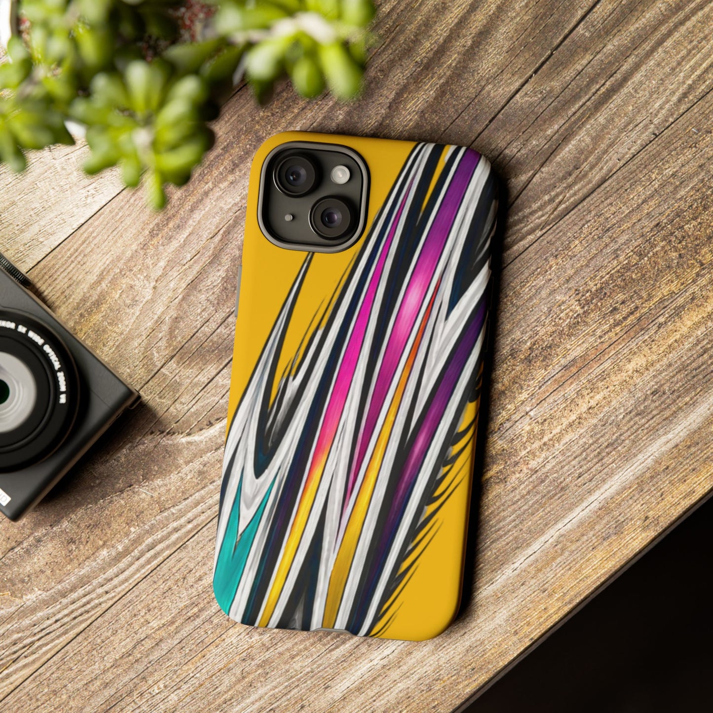 Yellow Abstract Stripes Phone Case | Tough Protective Phone Case