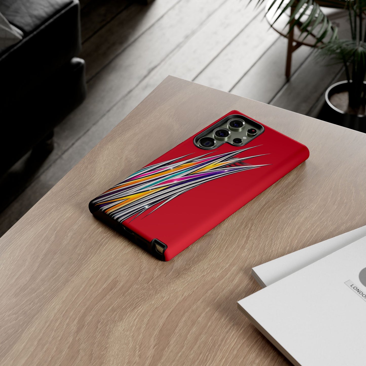 Colorburst Pinstripe Phone Case | Red Abstract Racing Stripe