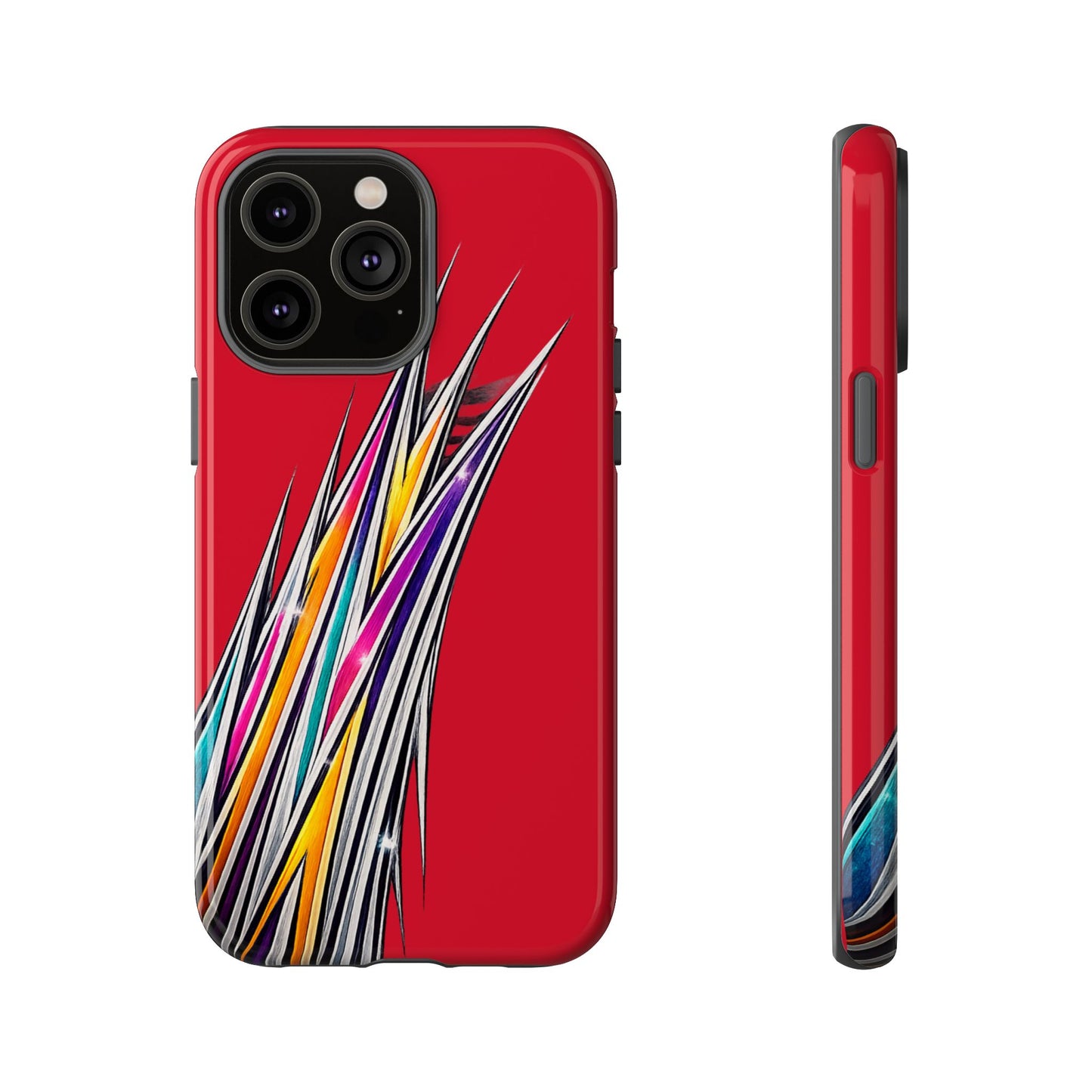 Colorburst Pinstripe Phone Case | Red Abstract Racing Stripe