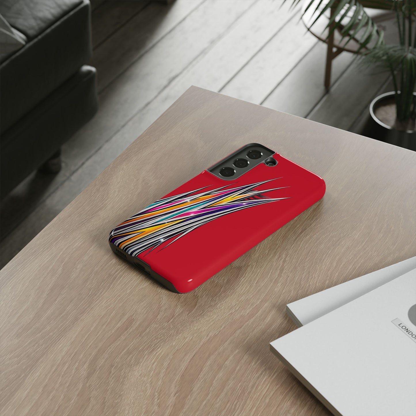 Colorburst Pinstripe Phone Case | Red Abstract Racing Stripe