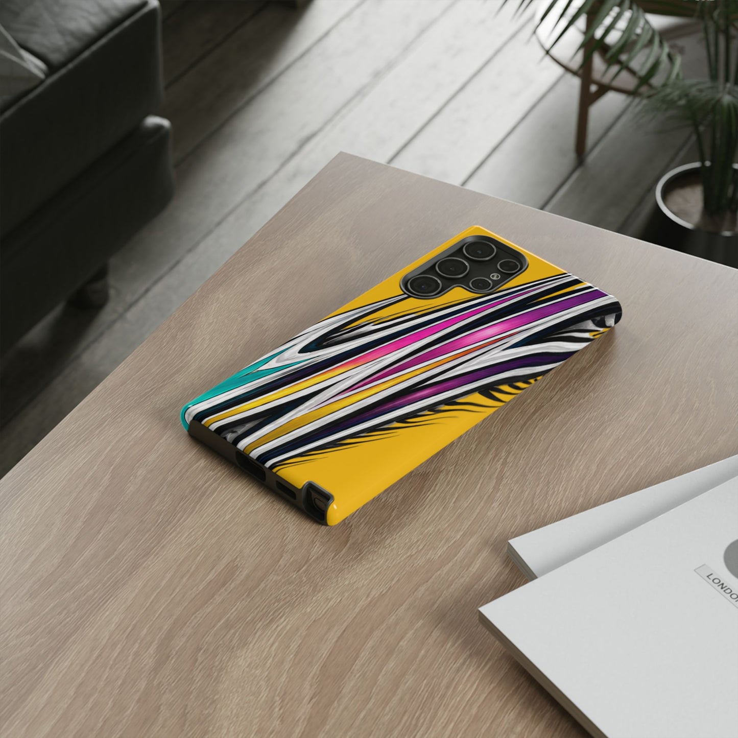 Yellow Abstract Stripes Phone Case | Tough Protective Phone Case