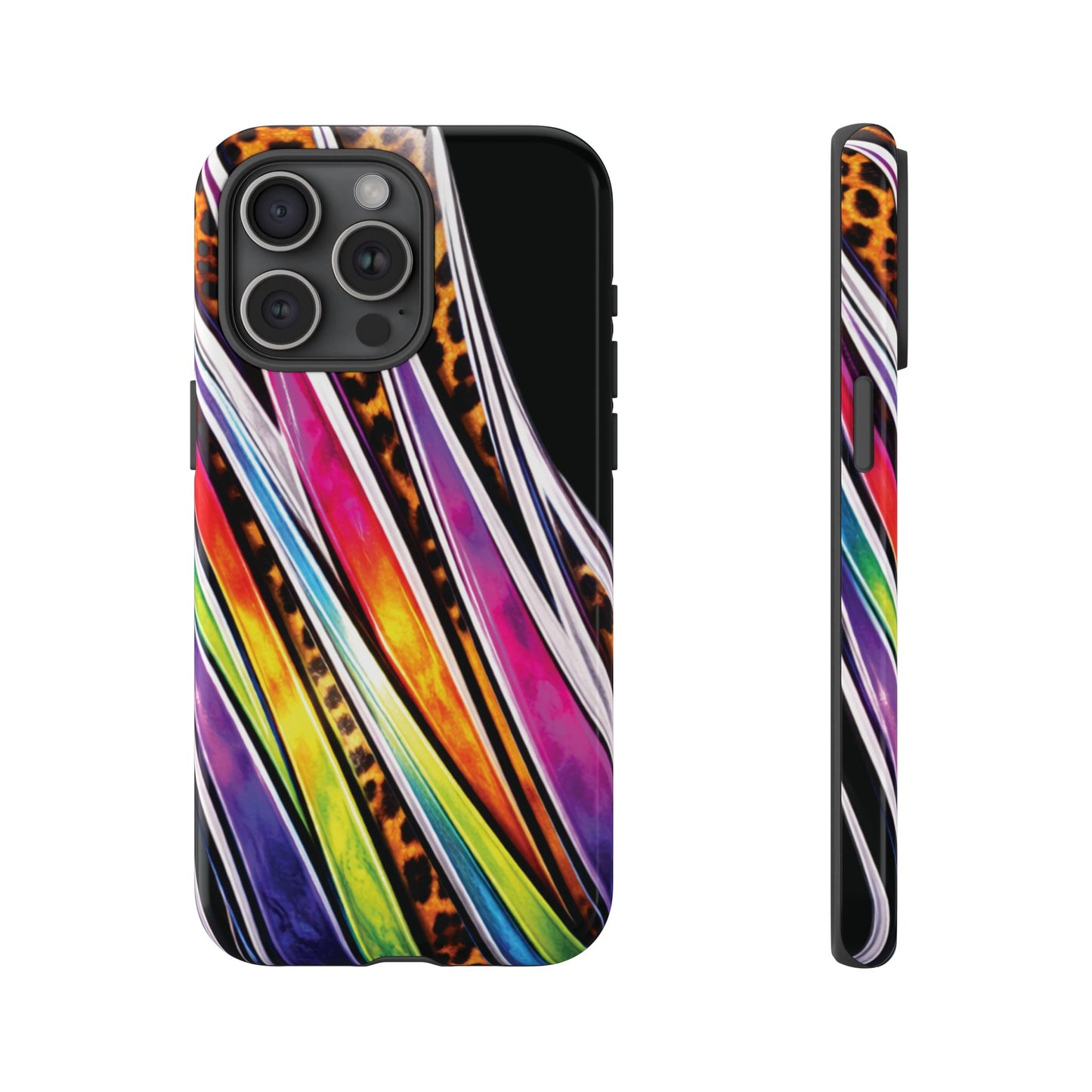 Colorful Stripes & Leopard Print Phone Case