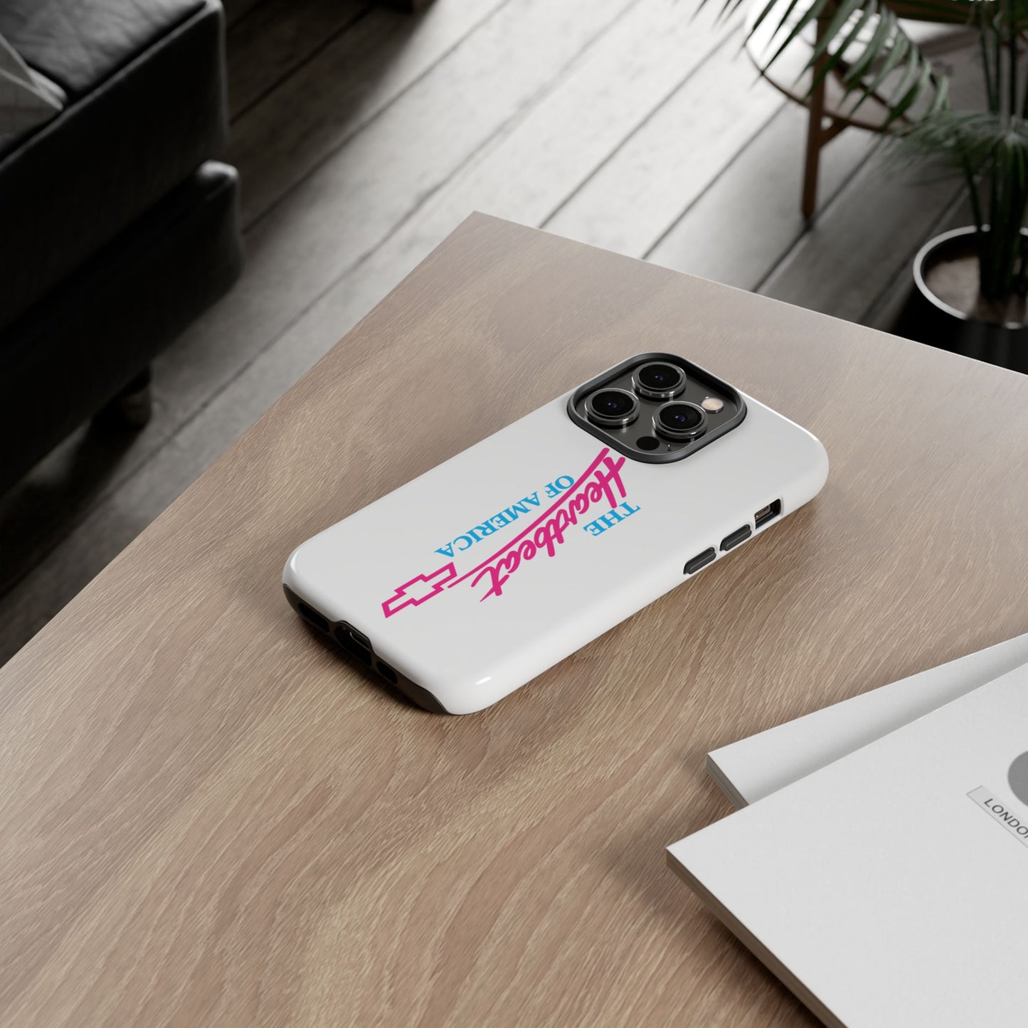 White  “The Heartbeat of America” Retro Chevy Logo, Slim Protective Cover