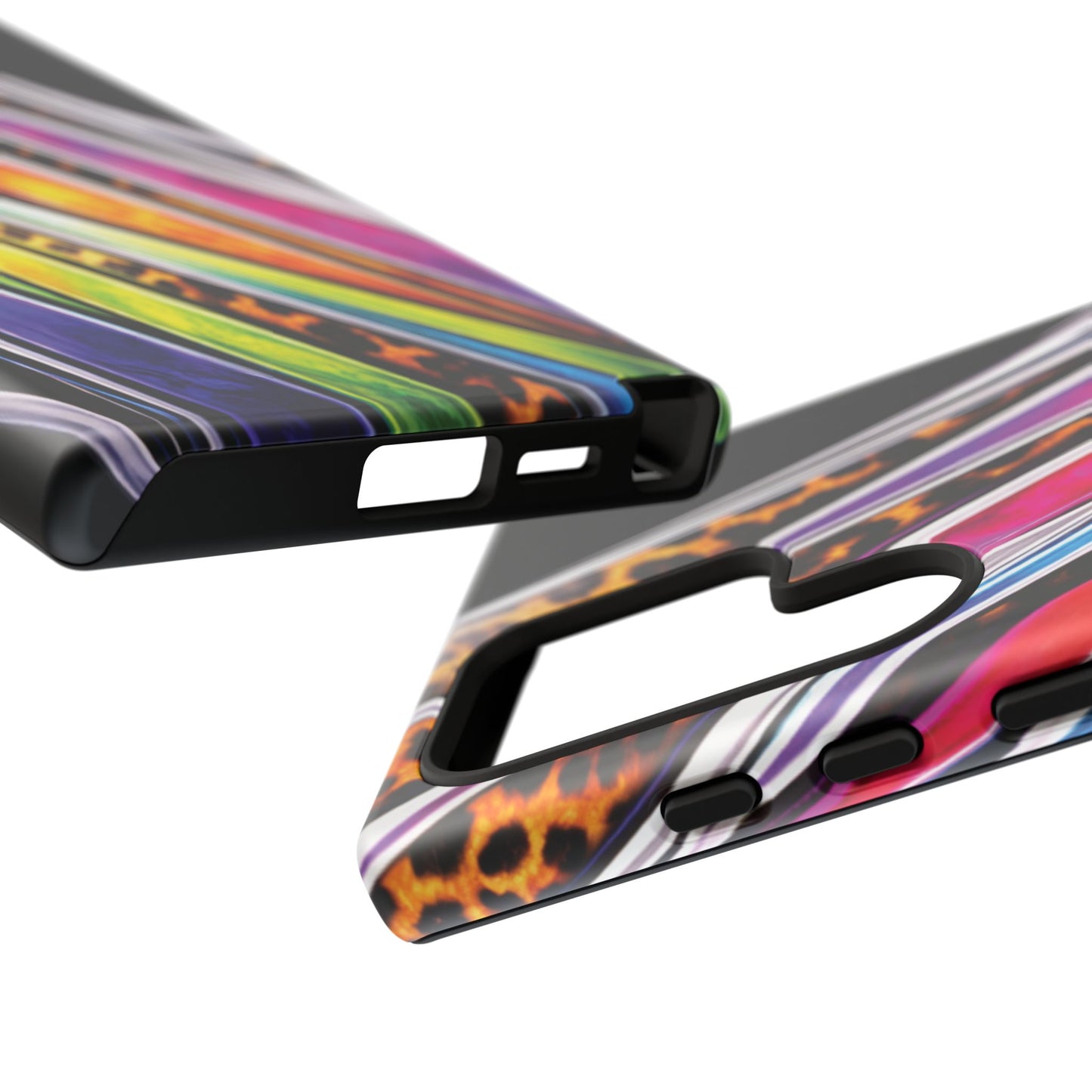 Colorful Stripes & Leopard Print Phone Case