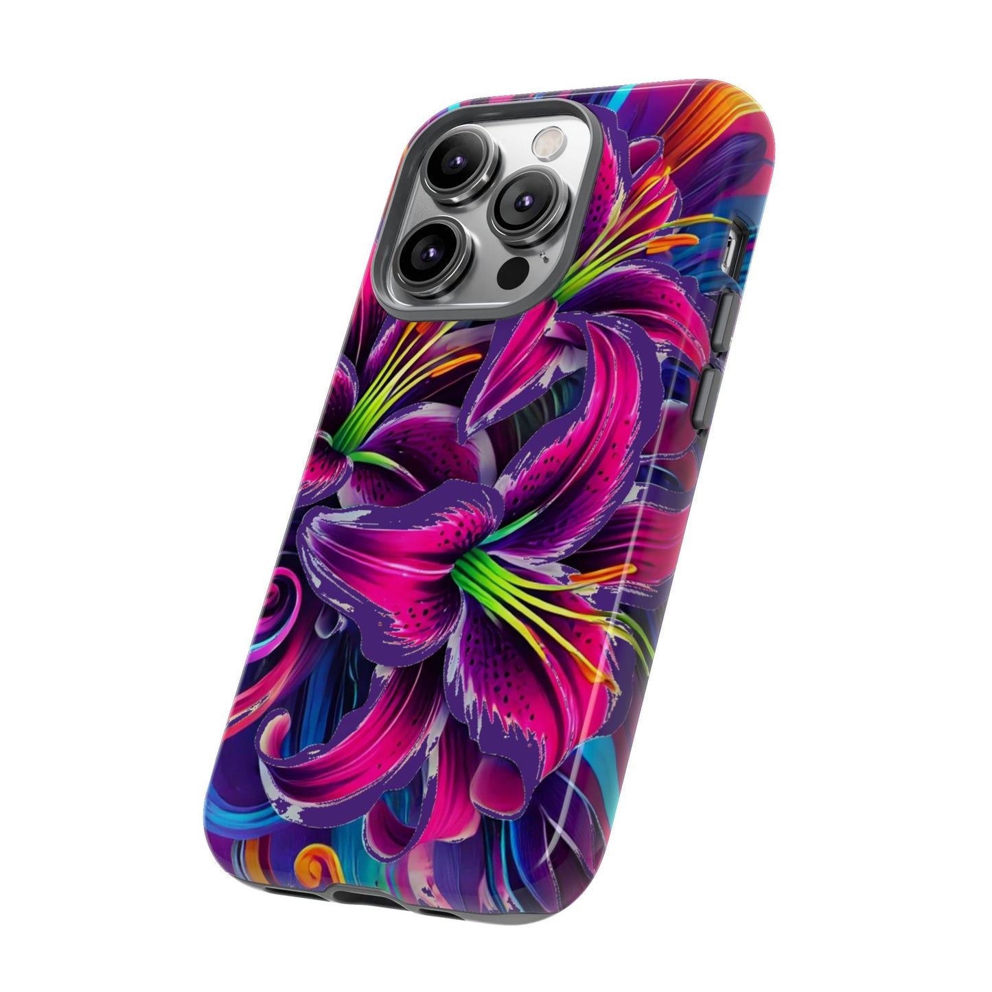 Neon Lily Illustration Tough Case | Floral Phone Cover