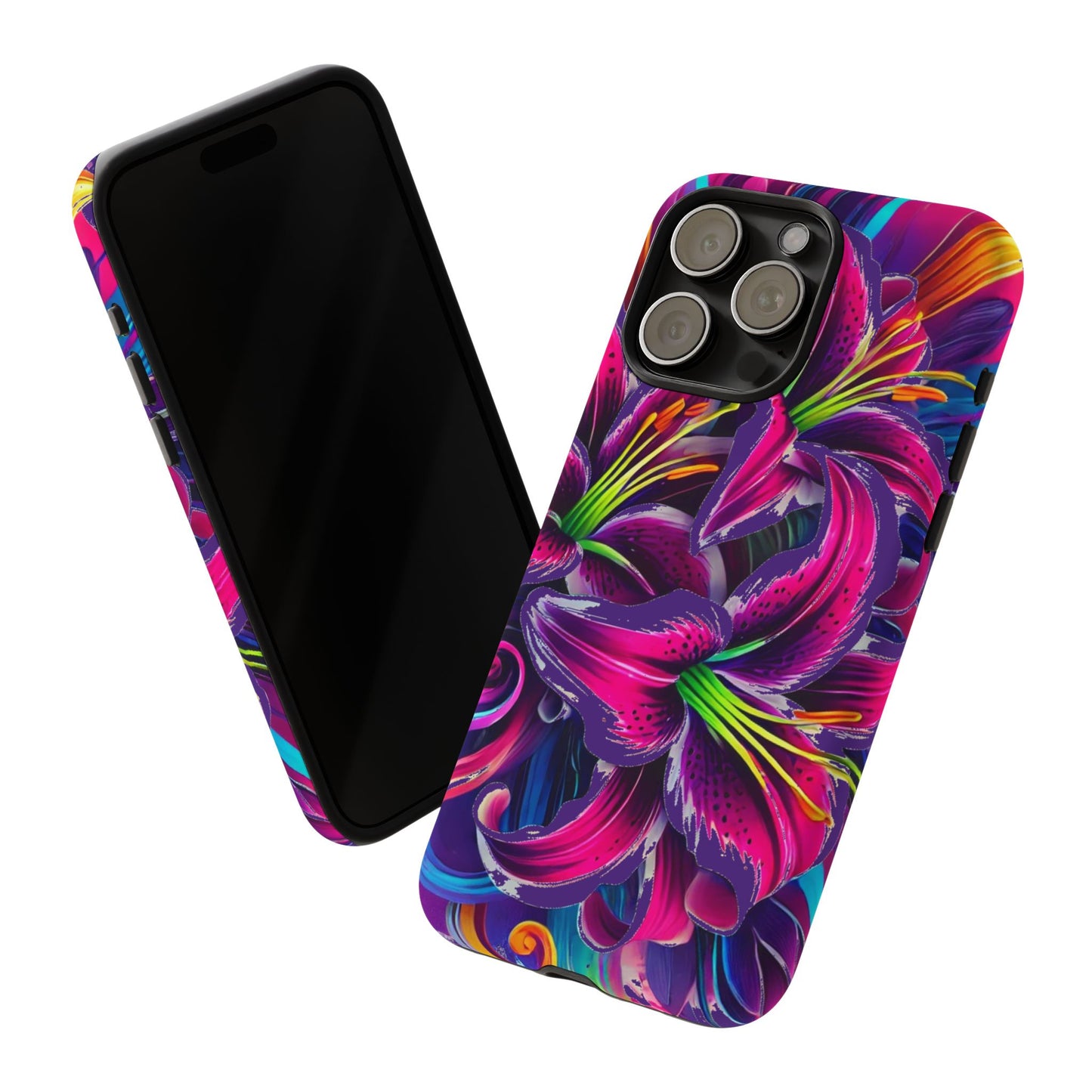 Neon Lily Illustration Tough Case | Floral Phone Cover