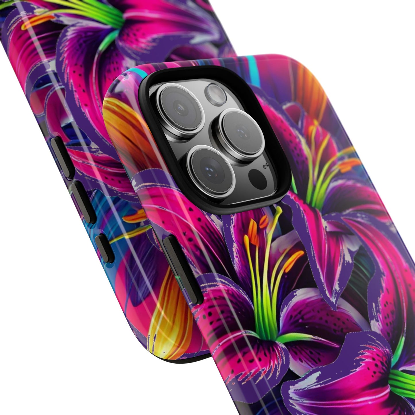 Neon Lily Illustration Tough Case | Floral Phone Cover