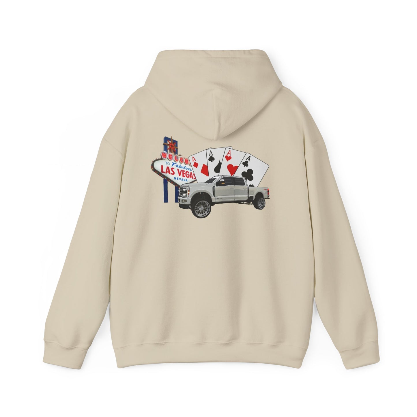 Las Vegas Truck Graphic Hoodie – Casino Cards & Welcome Sign Pullover