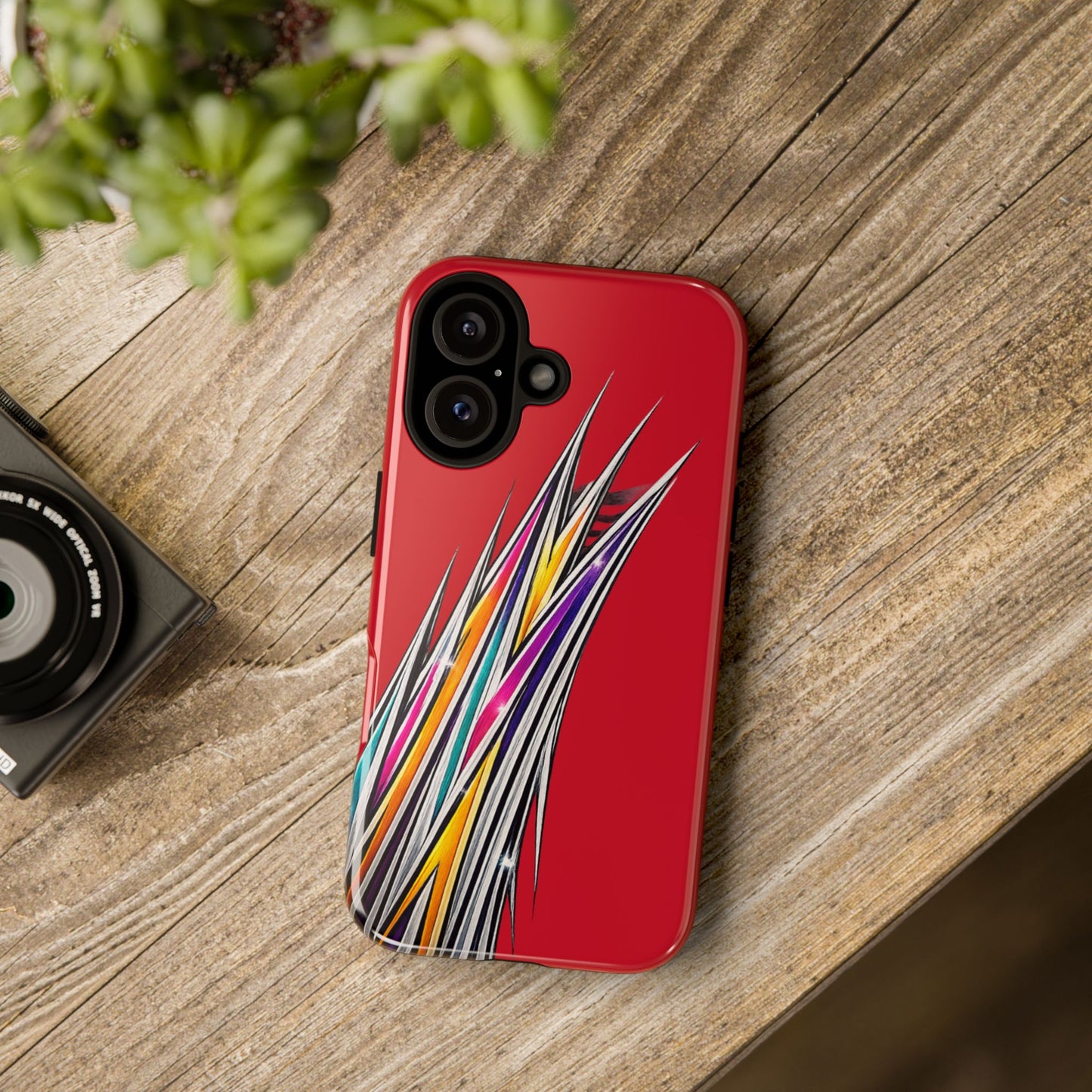 Colorburst Pinstripe Phone Case | Red Abstract Racing Stripe