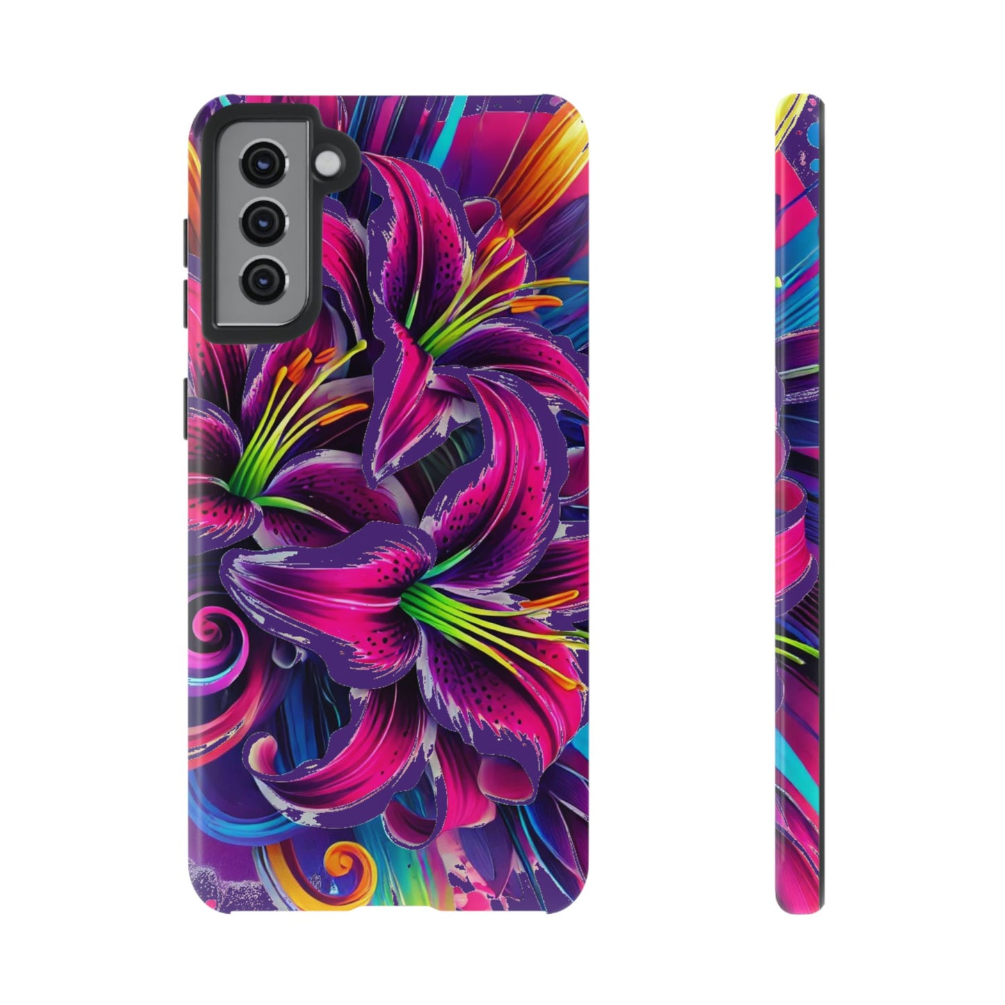 Neon Lily Illustration Tough Case | Floral Phone Cover