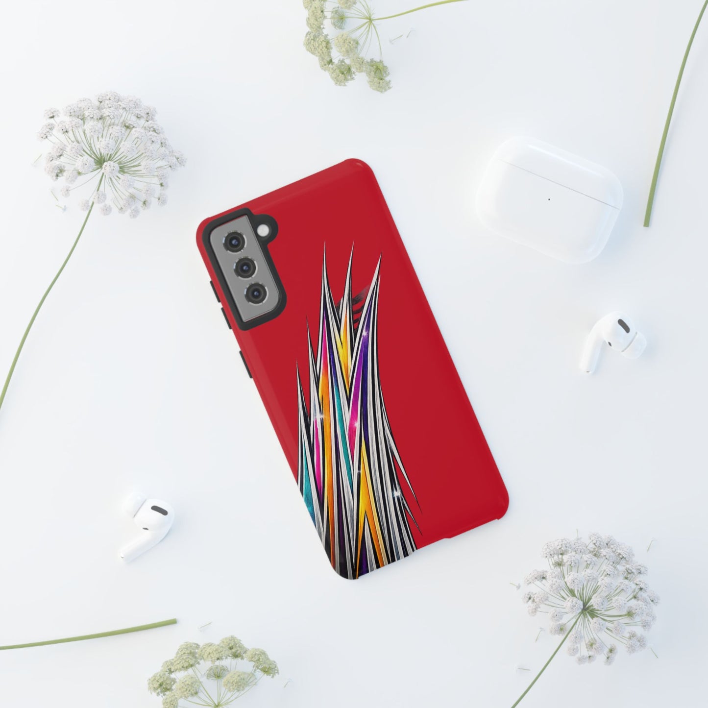 Colorburst Pinstripe Phone Case | Red Abstract Racing Stripe