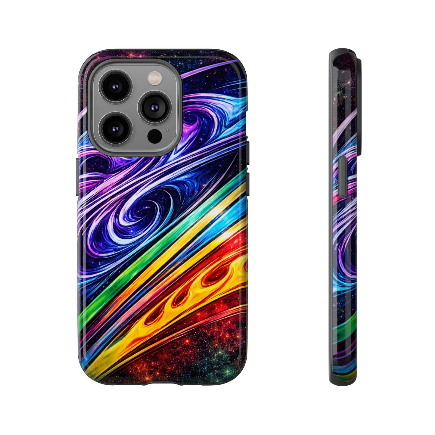 Abstract Cosmic Swirls phone case | Galaxy Rainbow Protective Case
