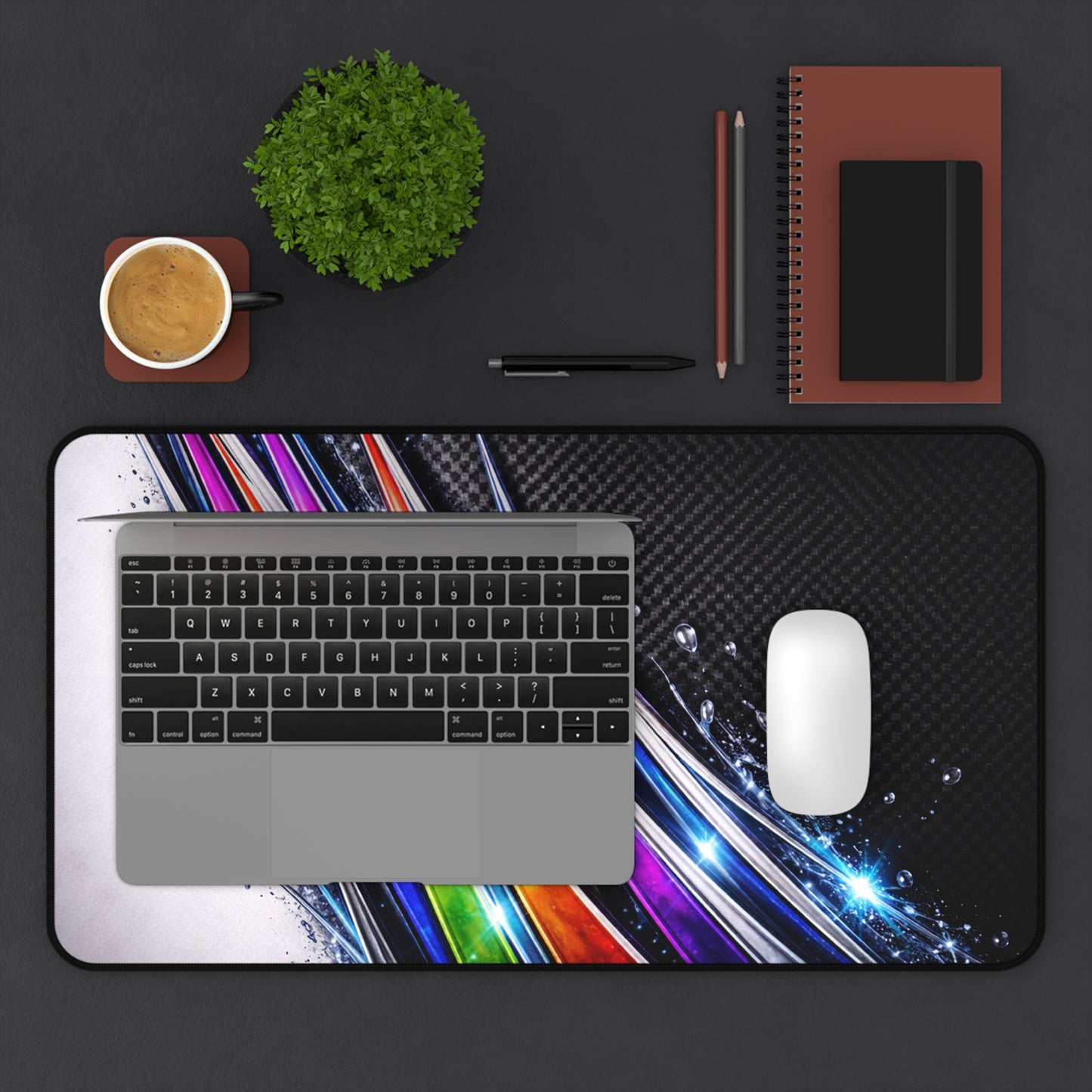 Colorful Abstract Wave Desk Mat | Rainbow Splash Mouse Pad