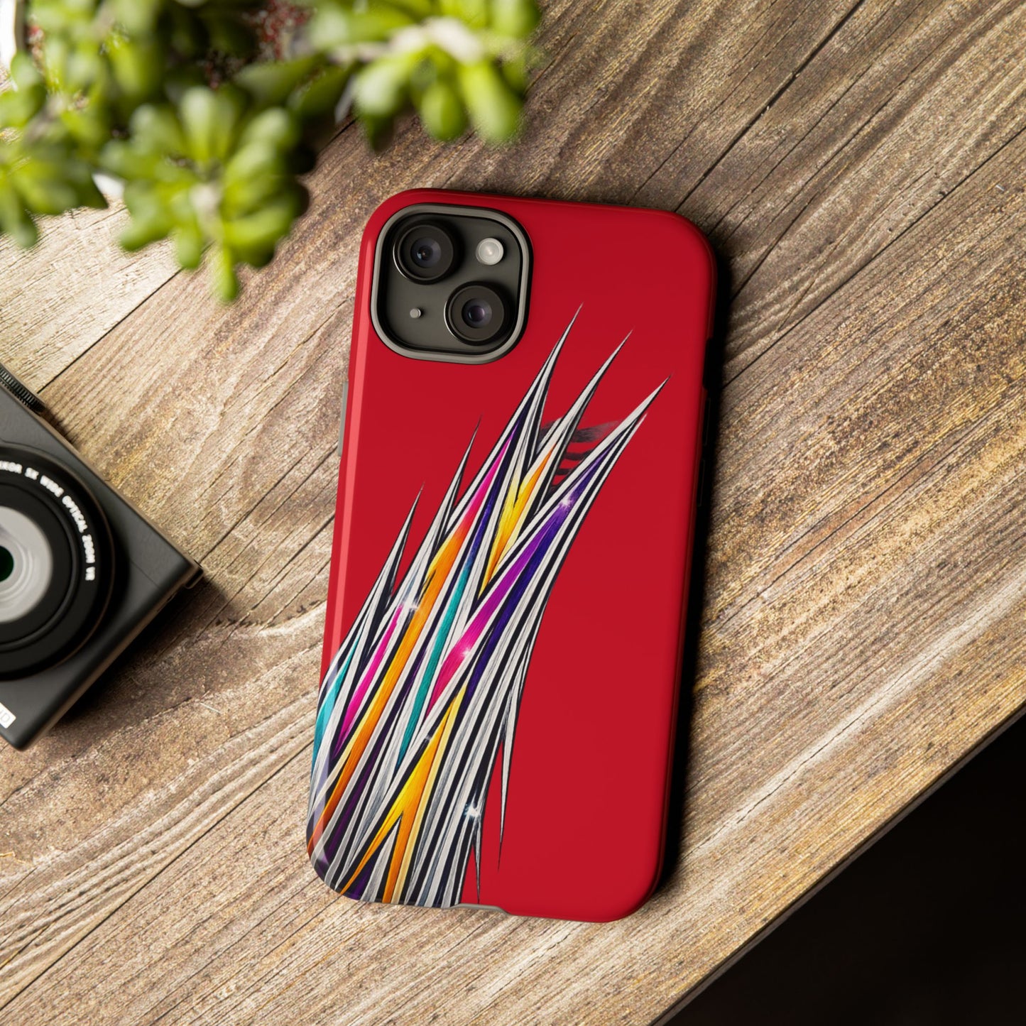 Colorburst Pinstripe Phone Case | Red Abstract Racing Stripe