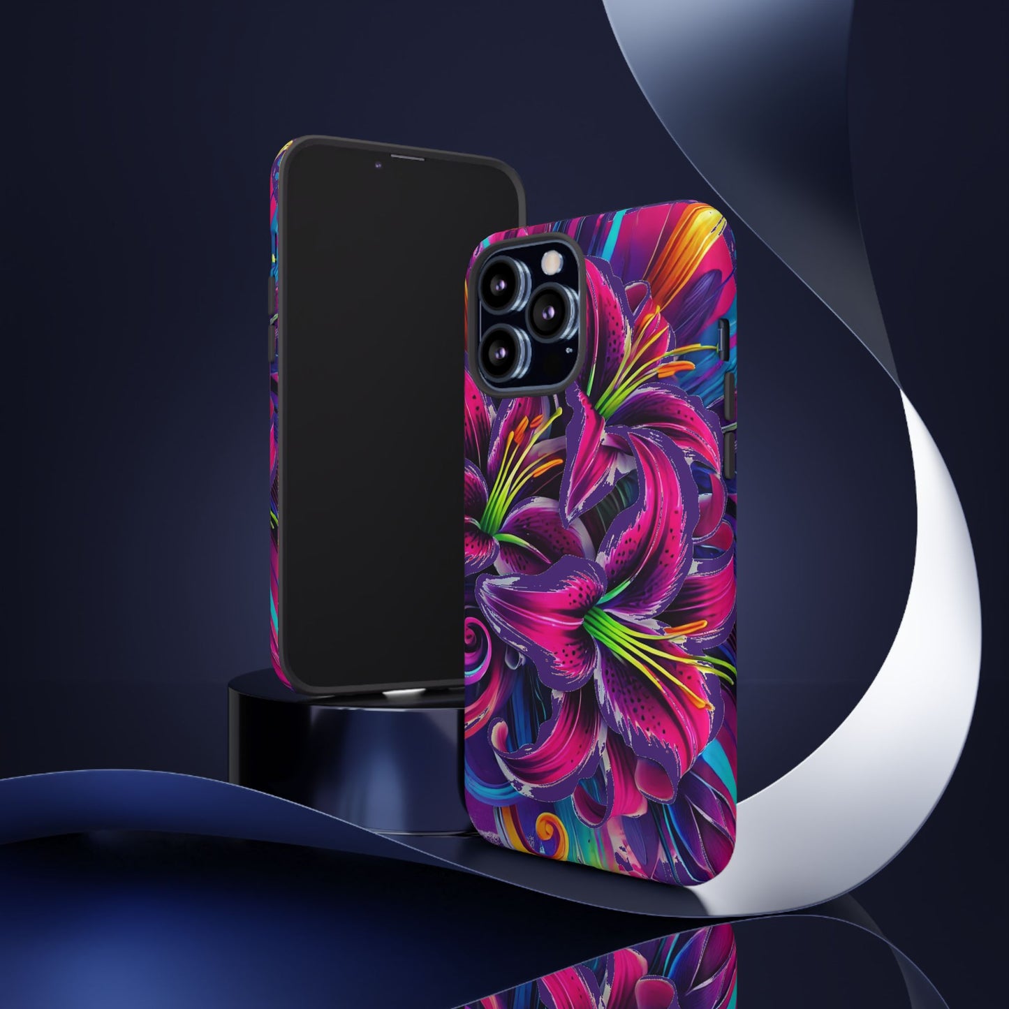 Neon Lily Illustration Tough Case | Floral Phone Cover