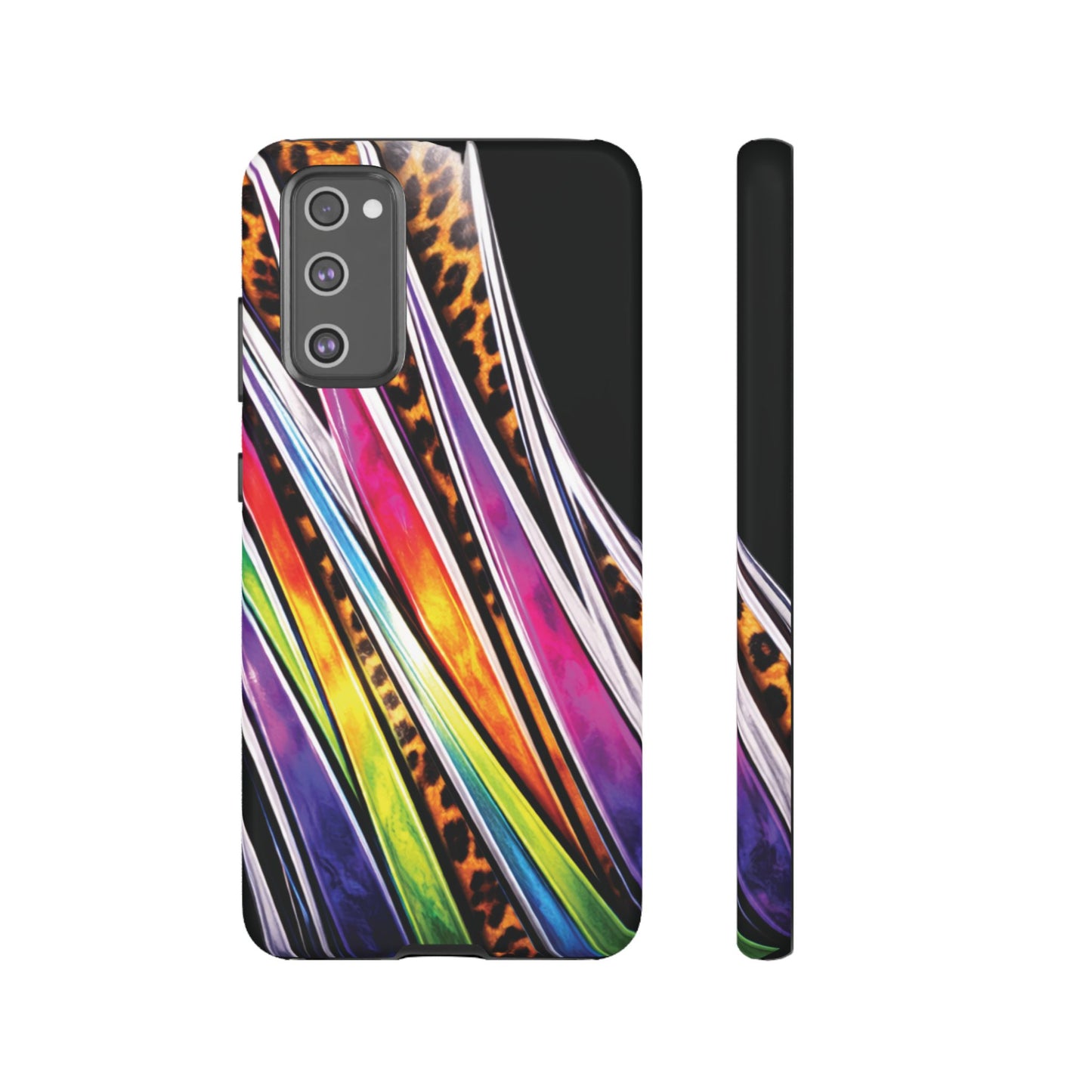 Colorful Stripes & Leopard Print Phone Case