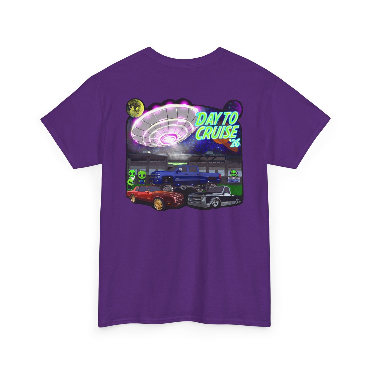 Day To Cruise Car Show Shirt Official Event Tee Retro UFO Cruise Night Automotive Streetwear