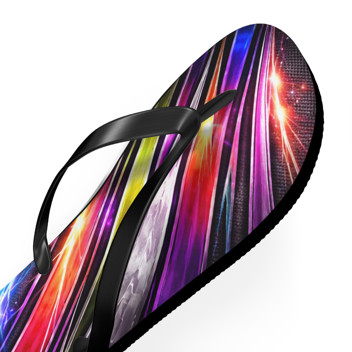 Neon Galaxy Flip Flops — Colorful Space Wave Beach Sandals