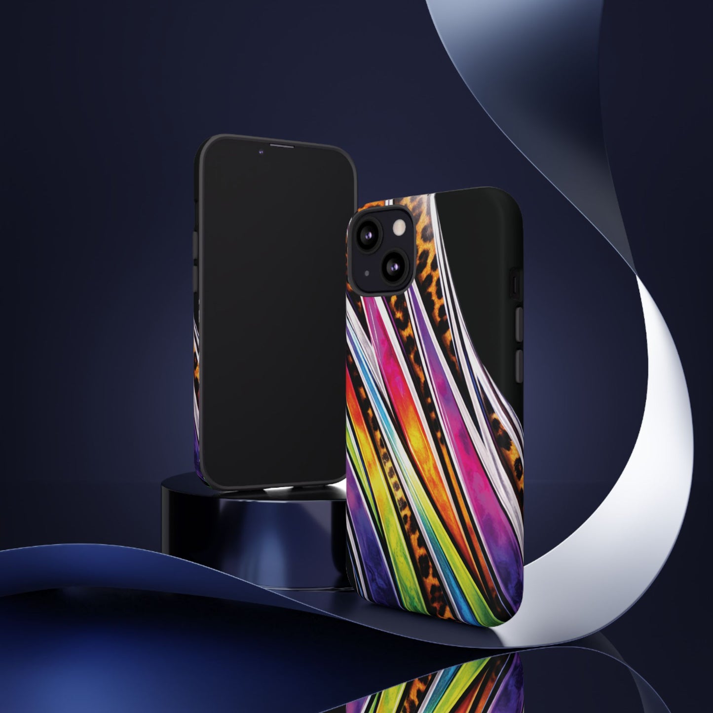Colorful Stripes & Leopard Print Phone Case