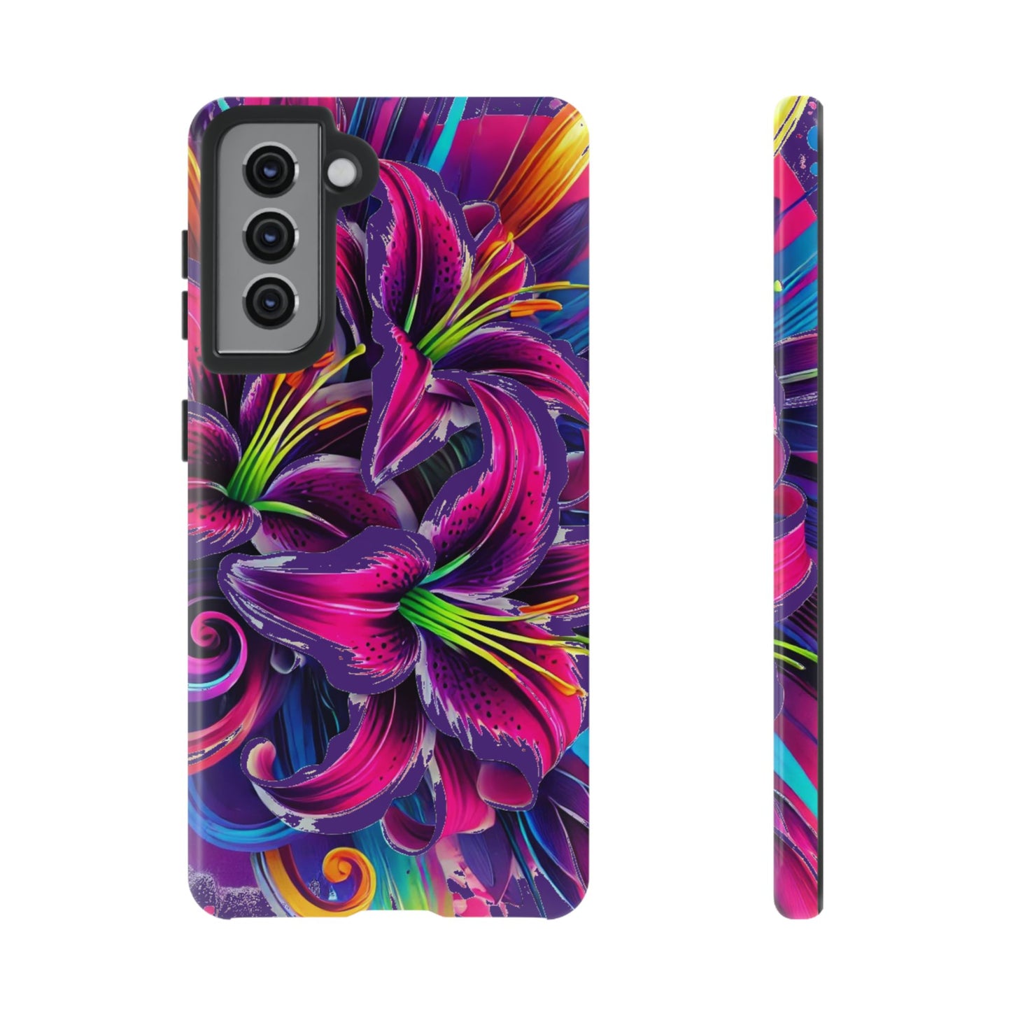 Neon Lily Illustration Tough Case | Floral Phone Cover