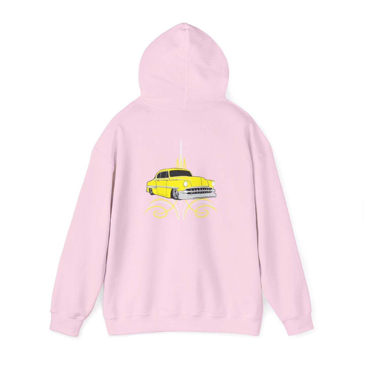 Classic Lowrider Hoodie – Yellow Vintage Car Pinstripe Design