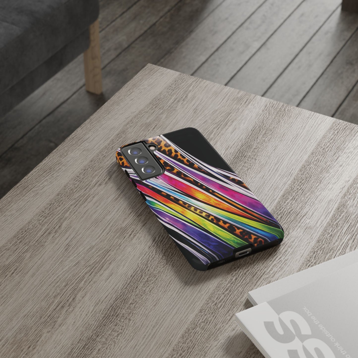 Colorful Stripes & Leopard Print Phone Case