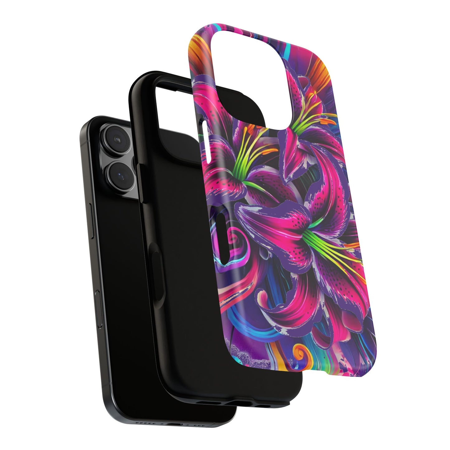 Neon Lily Illustration Tough Case | Floral Phone Cover