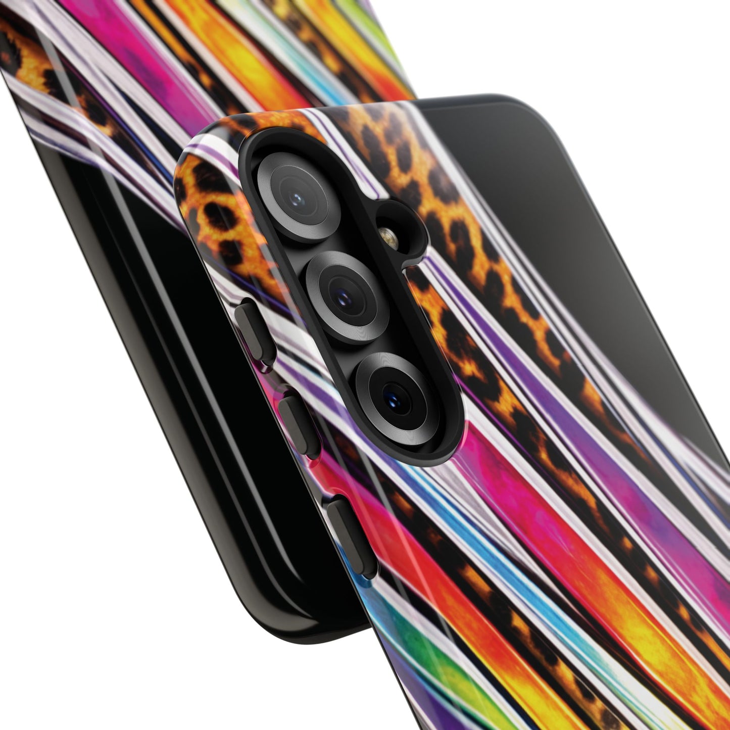 Colorful Stripes & Leopard Print Phone Case