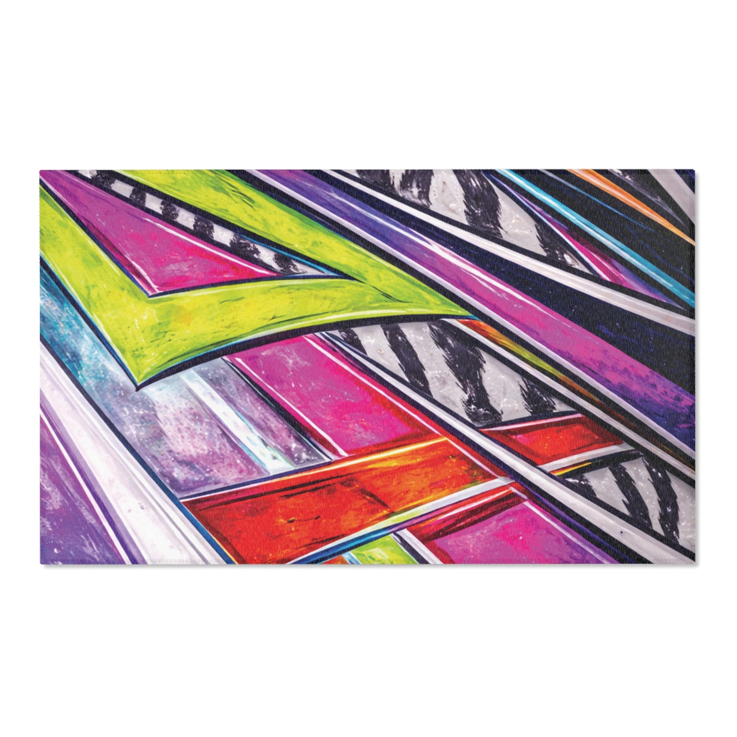 90s Mini Truck Graphic Area Rug — Retro Minitruck Garage & Man Cave Floor Rug
