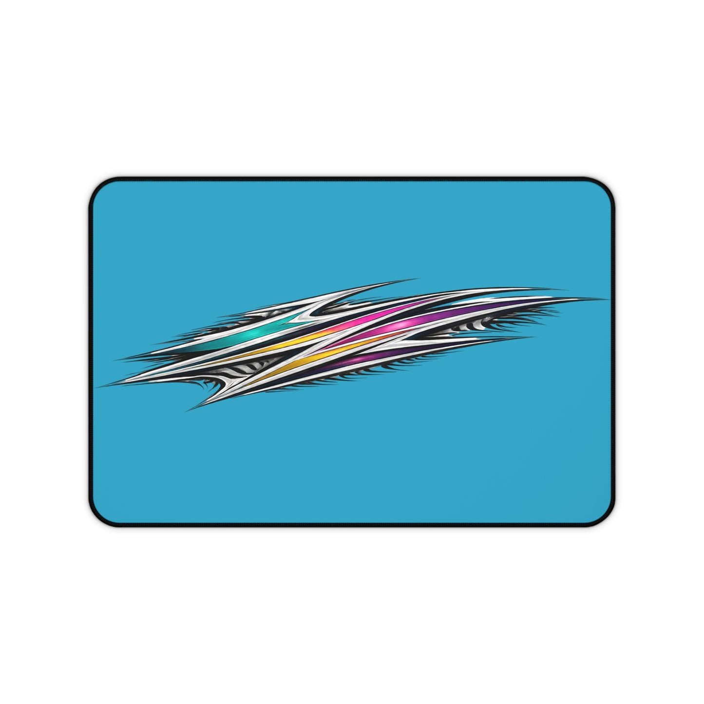 Retro Pinstripe Graphic Desk Mat | Blue Racing Stripe Mousepad