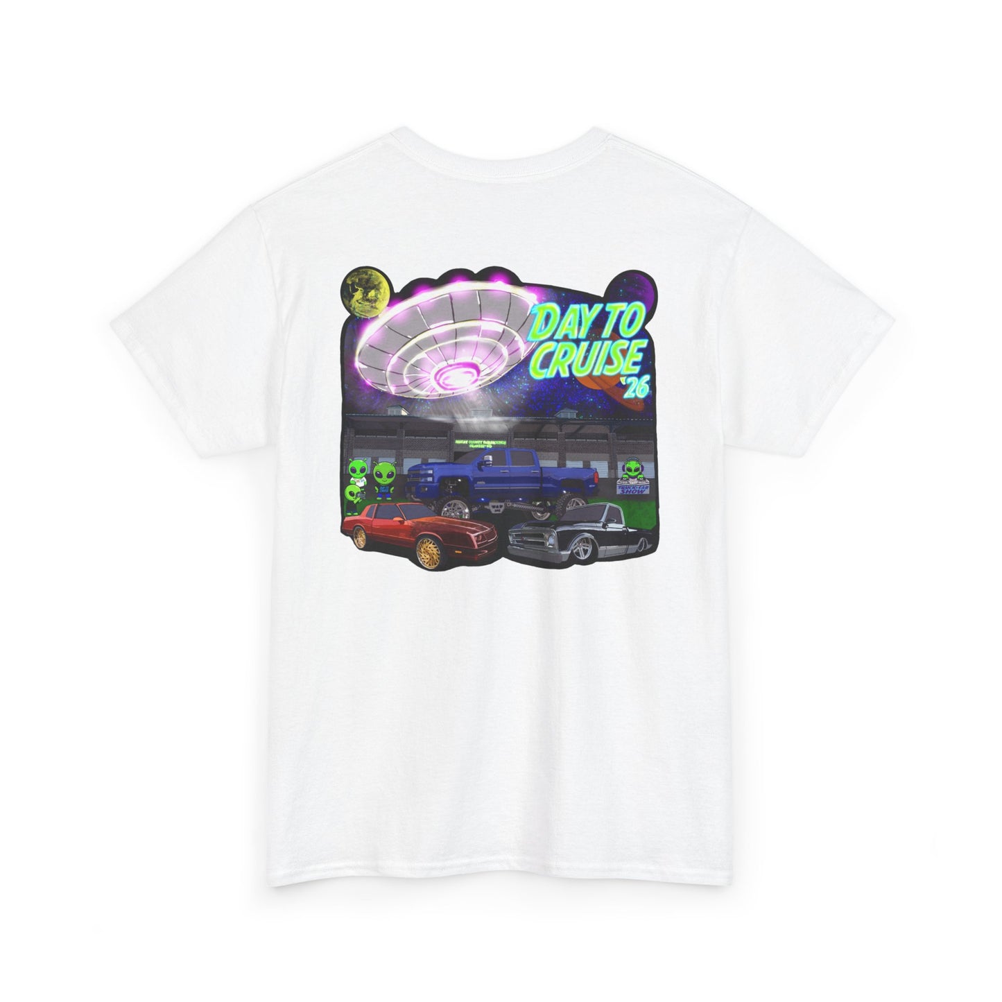 Day To Cruise Car Show Shirt Official Event Tee Retro UFO Cruise Night Automotive Streetwear