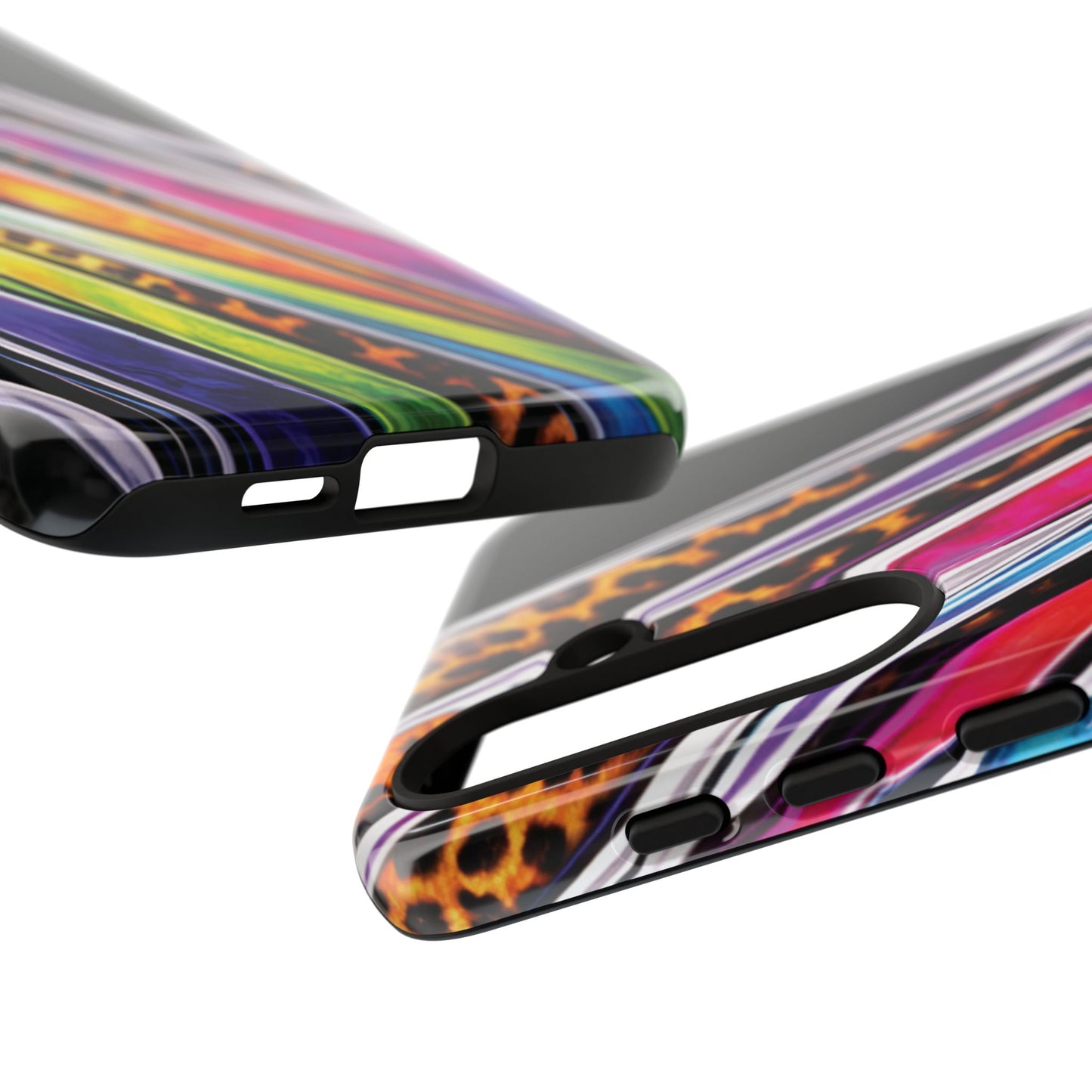 Colorful Stripes & Leopard Print Phone Case