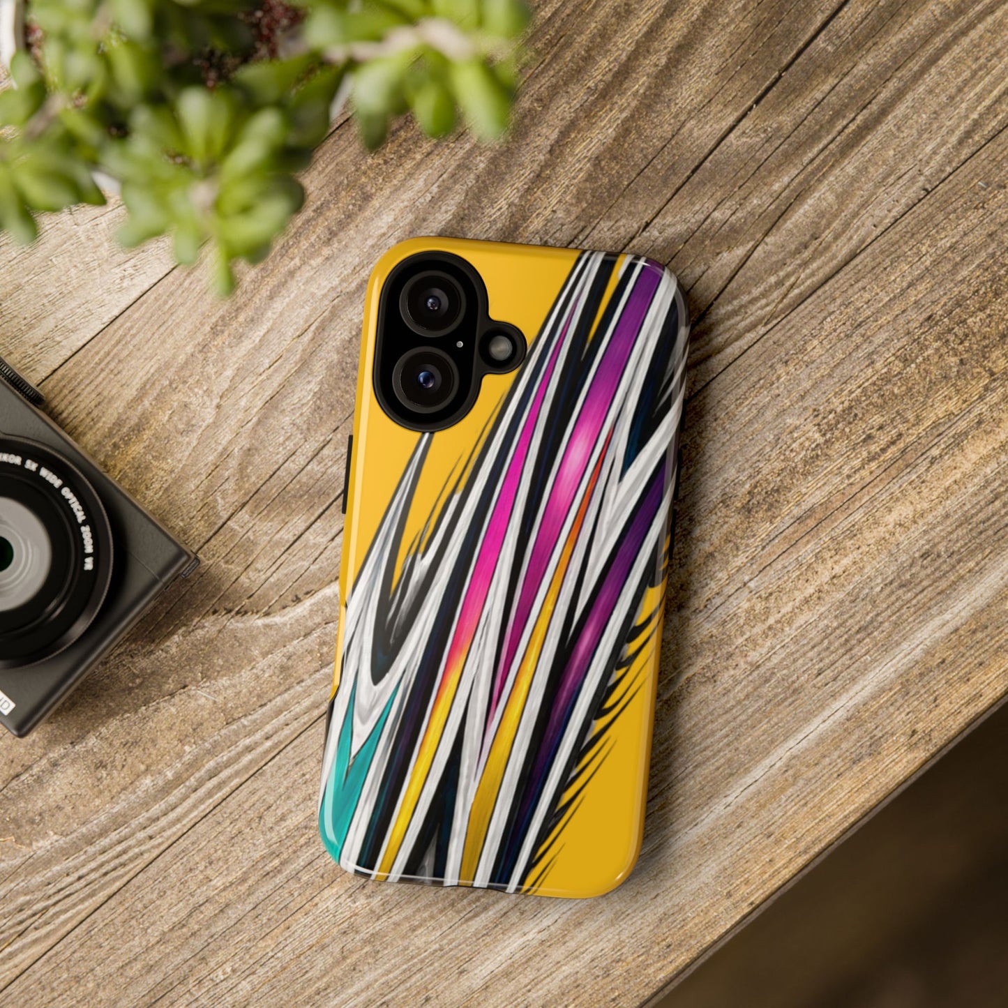 Yellow Abstract Stripes Phone Case | Tough Protective Phone Case