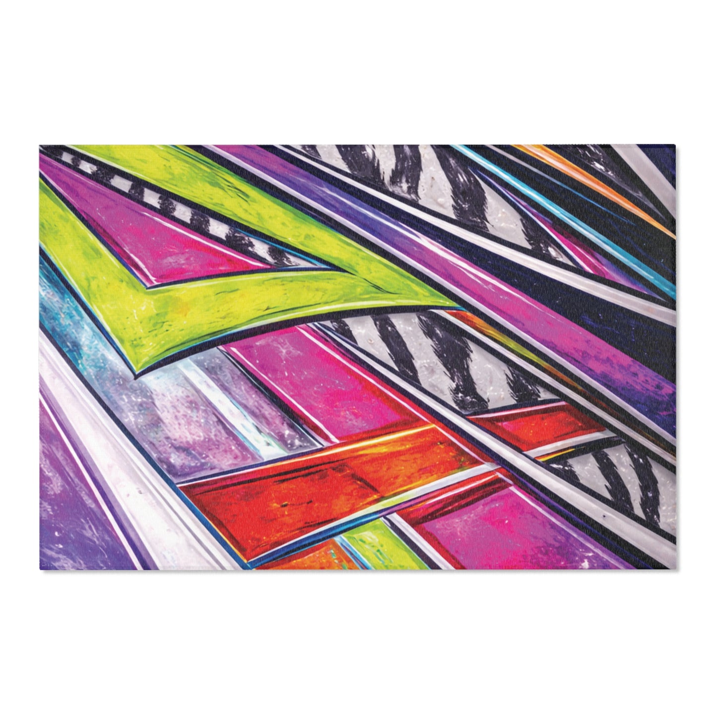 90s Mini Truck Graphic Area Rug — Retro Minitruck Garage & Man Cave Floor Rug