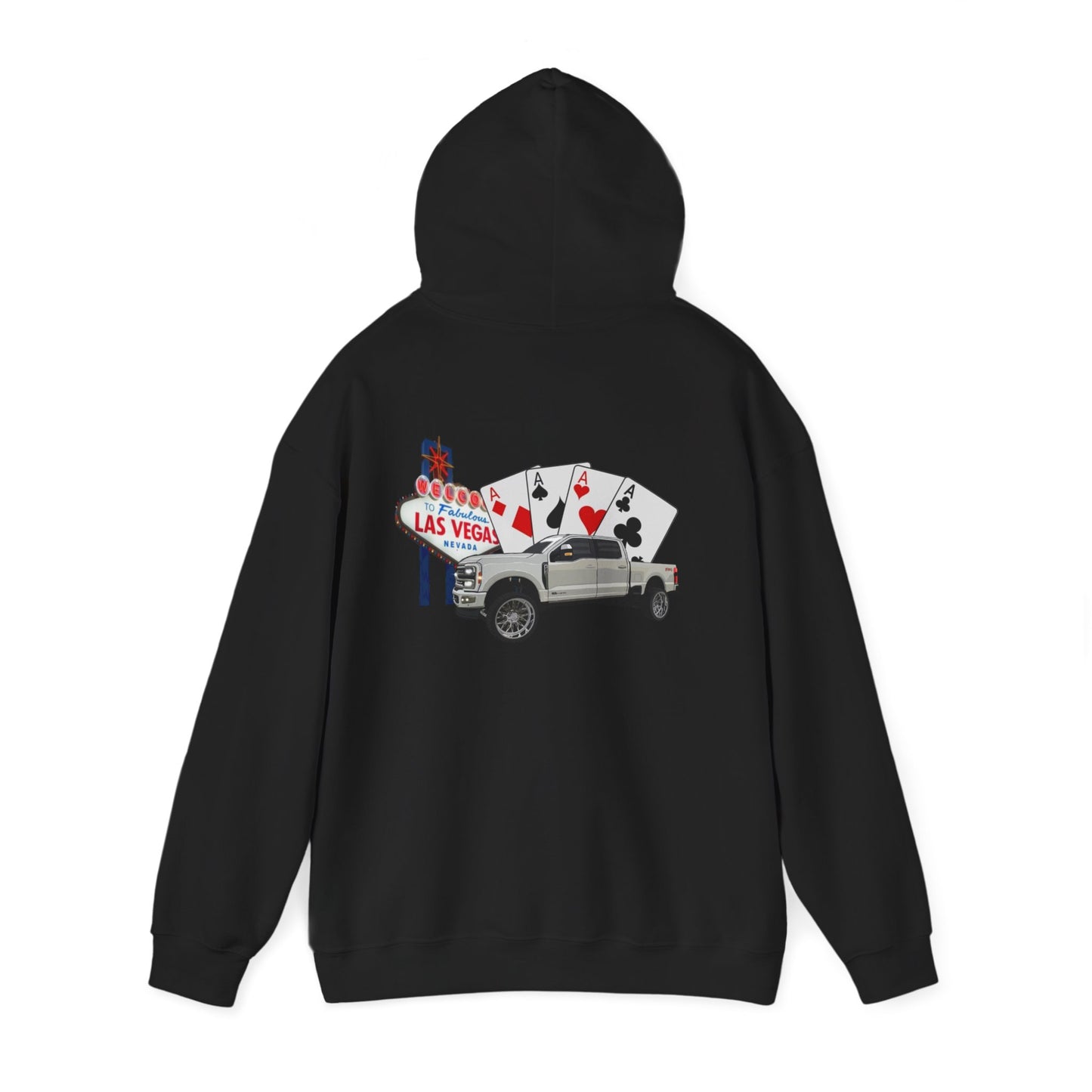 Las Vegas Truck Graphic Hoodie – Casino Cards & Welcome Sign Pullover