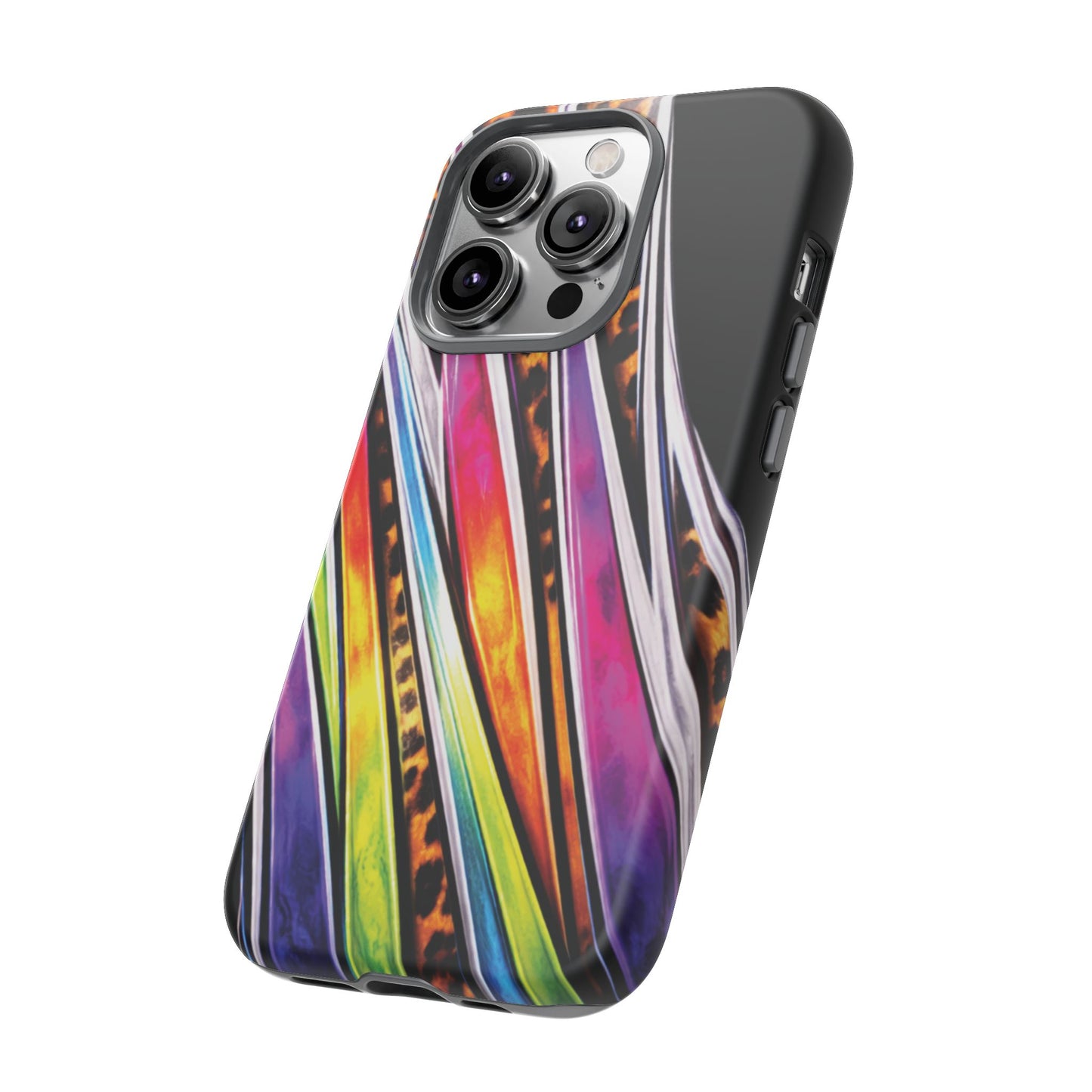 Colorful Stripes & Leopard Print Phone Case