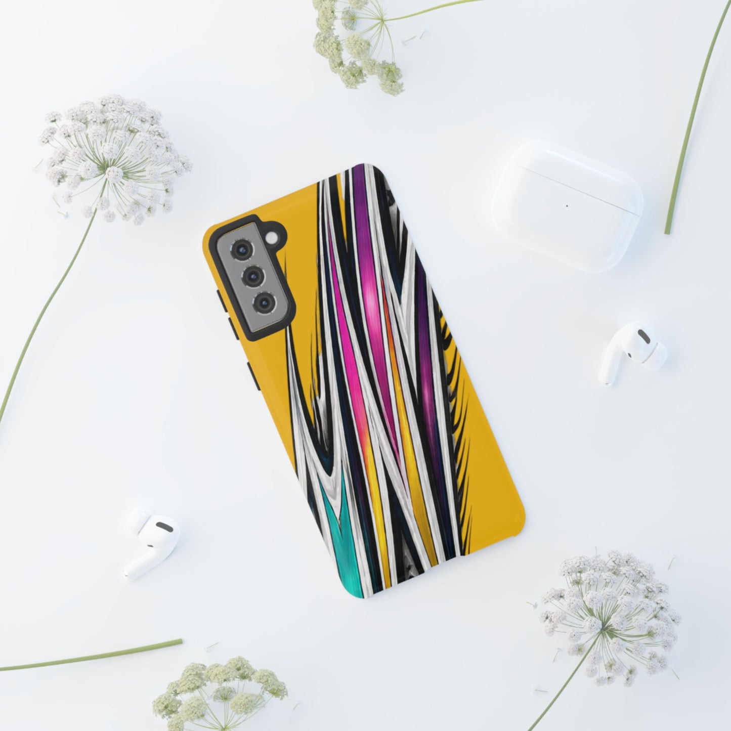Yellow Abstract Stripes Phone Case | Tough Protective Phone Case