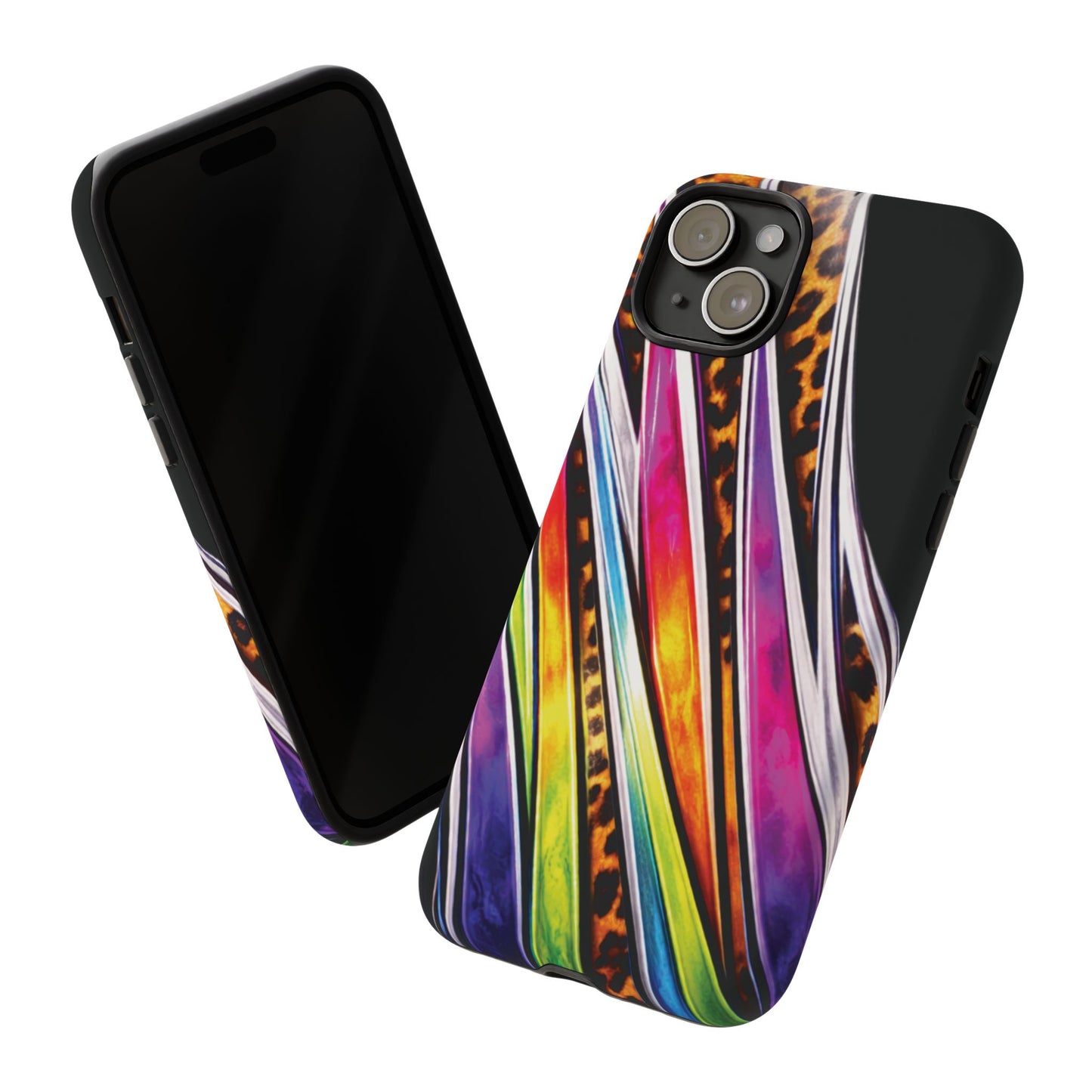 Colorful Stripes & Leopard Print Phone Case