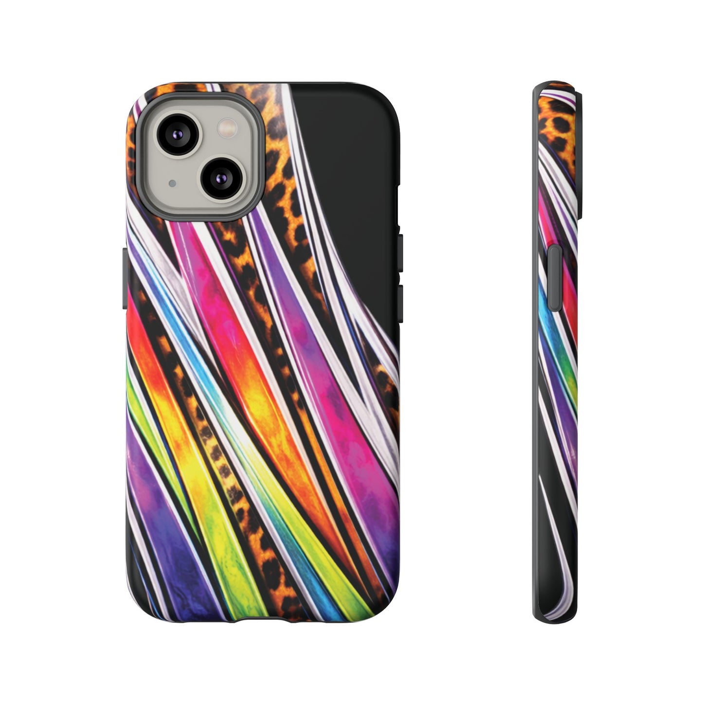 Colorful Stripes & Leopard Print Phone Case
