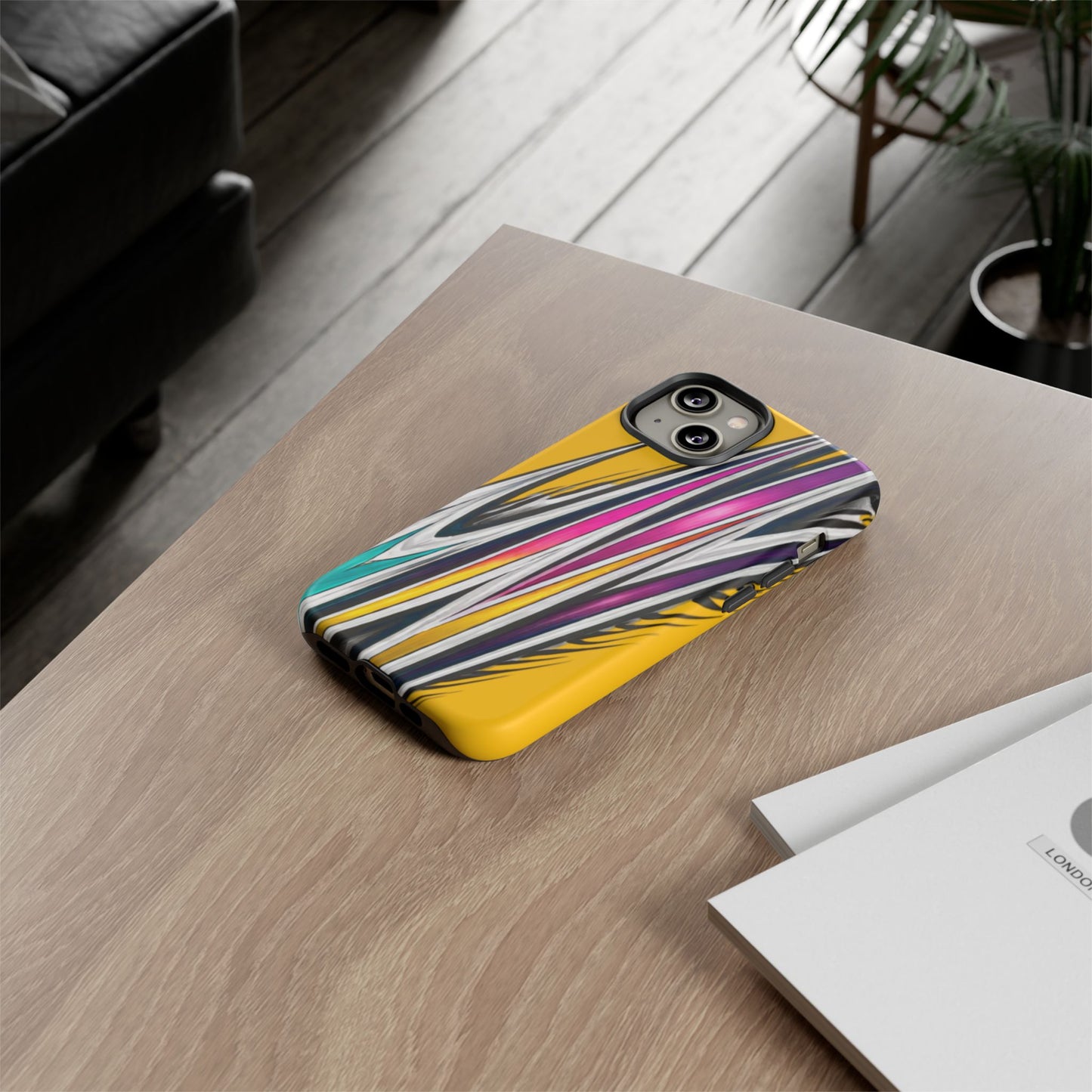 Yellow Abstract Stripes Phone Case | Tough Protective Phone Case