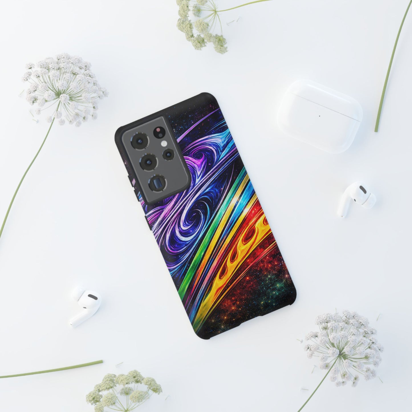 Abstract Cosmic Swirls phone case | Galaxy Rainbow Protective Case