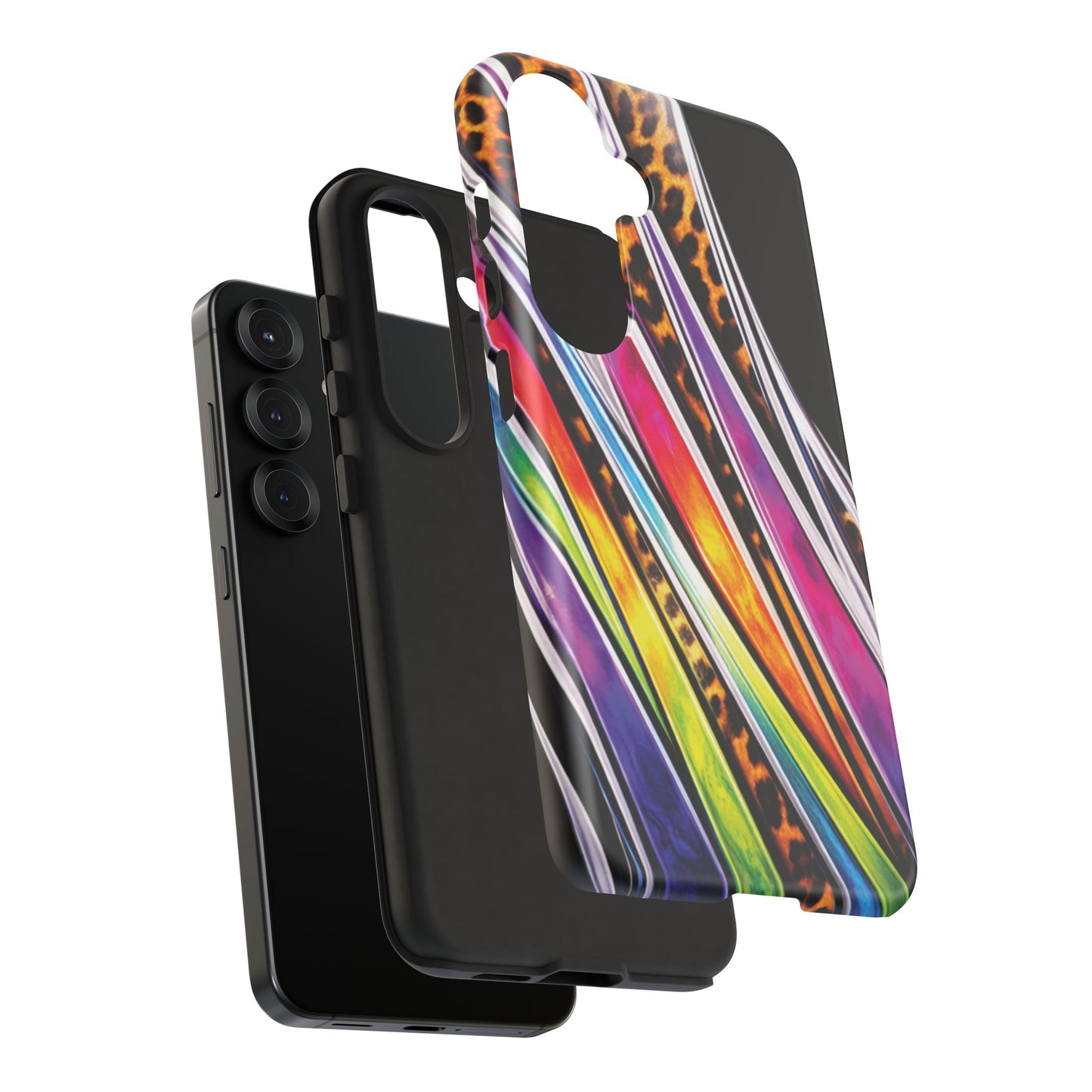 Colorful Stripes & Leopard Print Phone Case