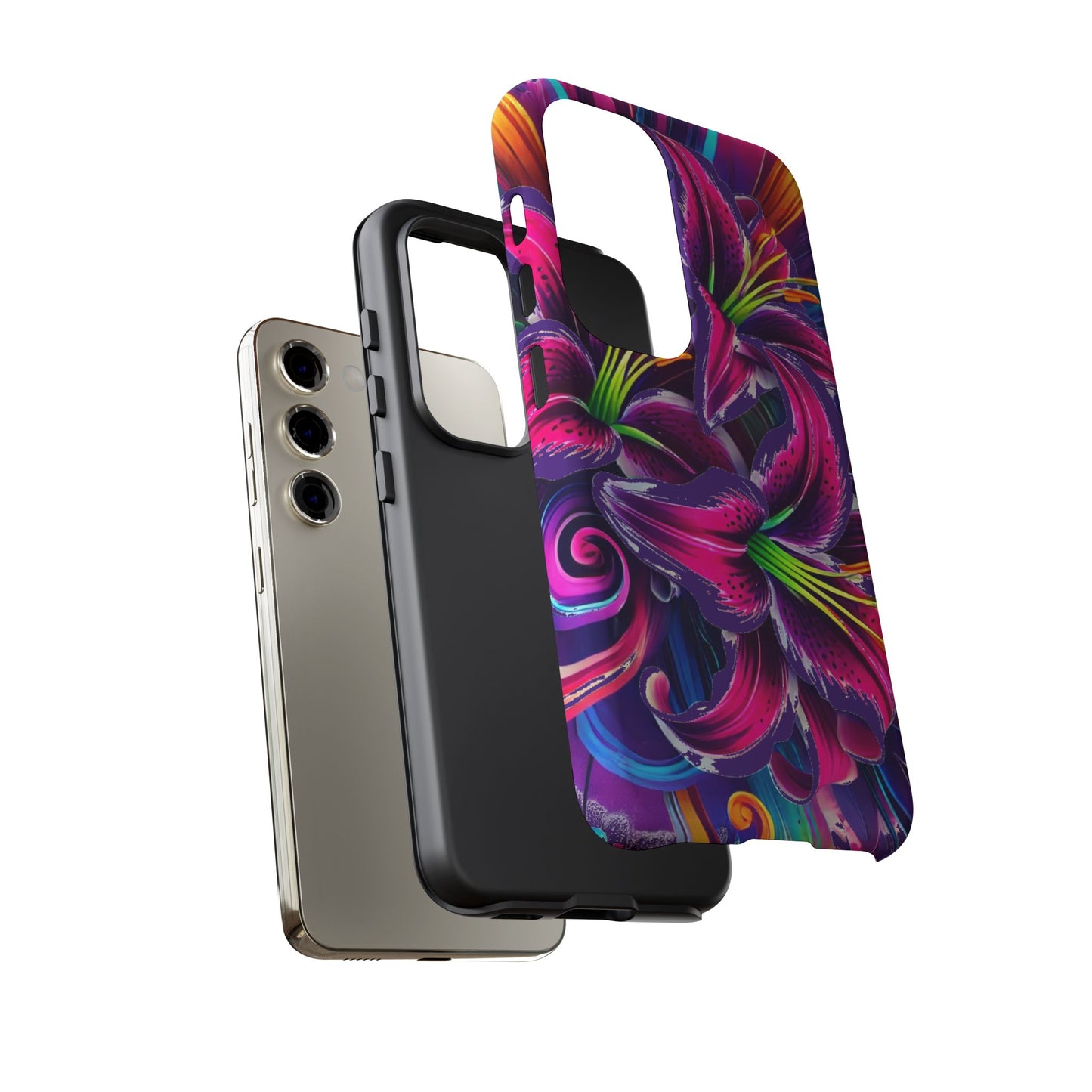 Neon Lily Illustration Tough Case | Floral Phone Cover