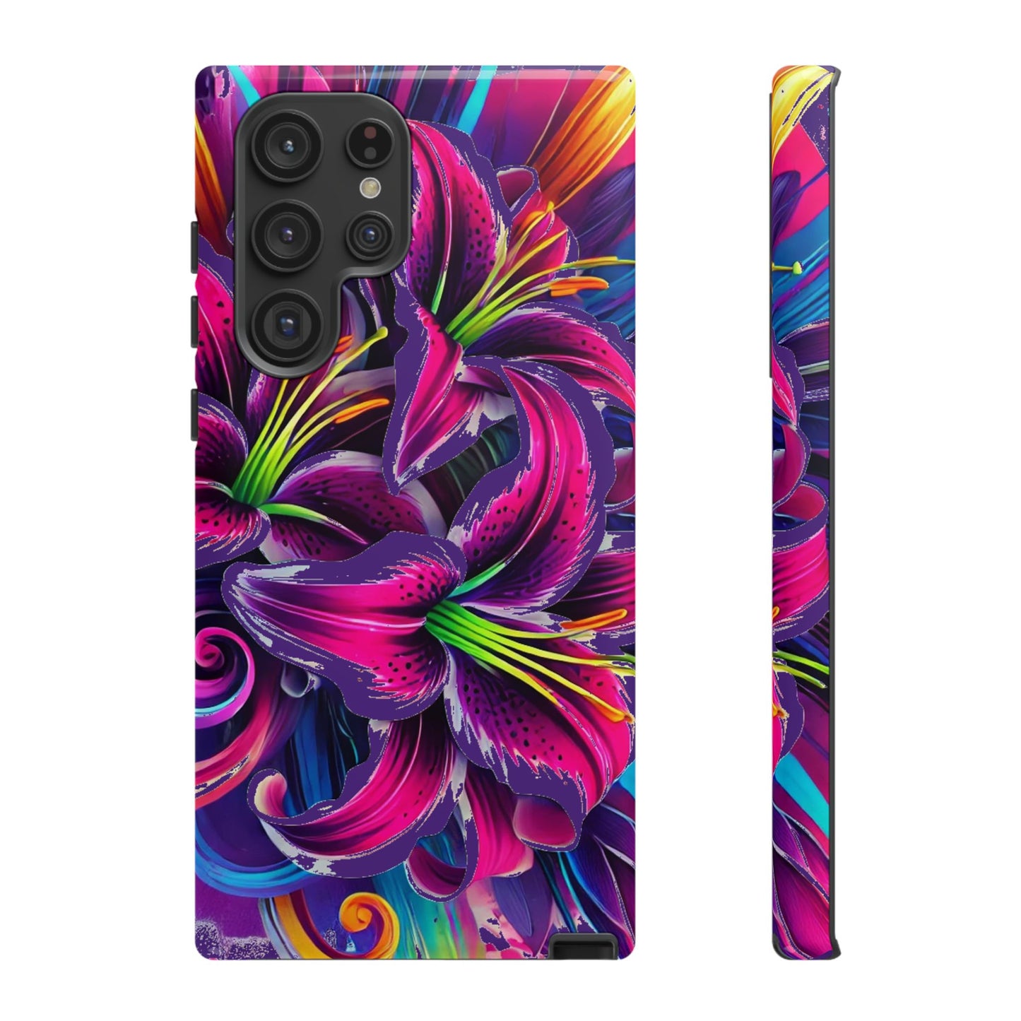 Neon Lily Illustration Tough Case | Floral Phone Cover